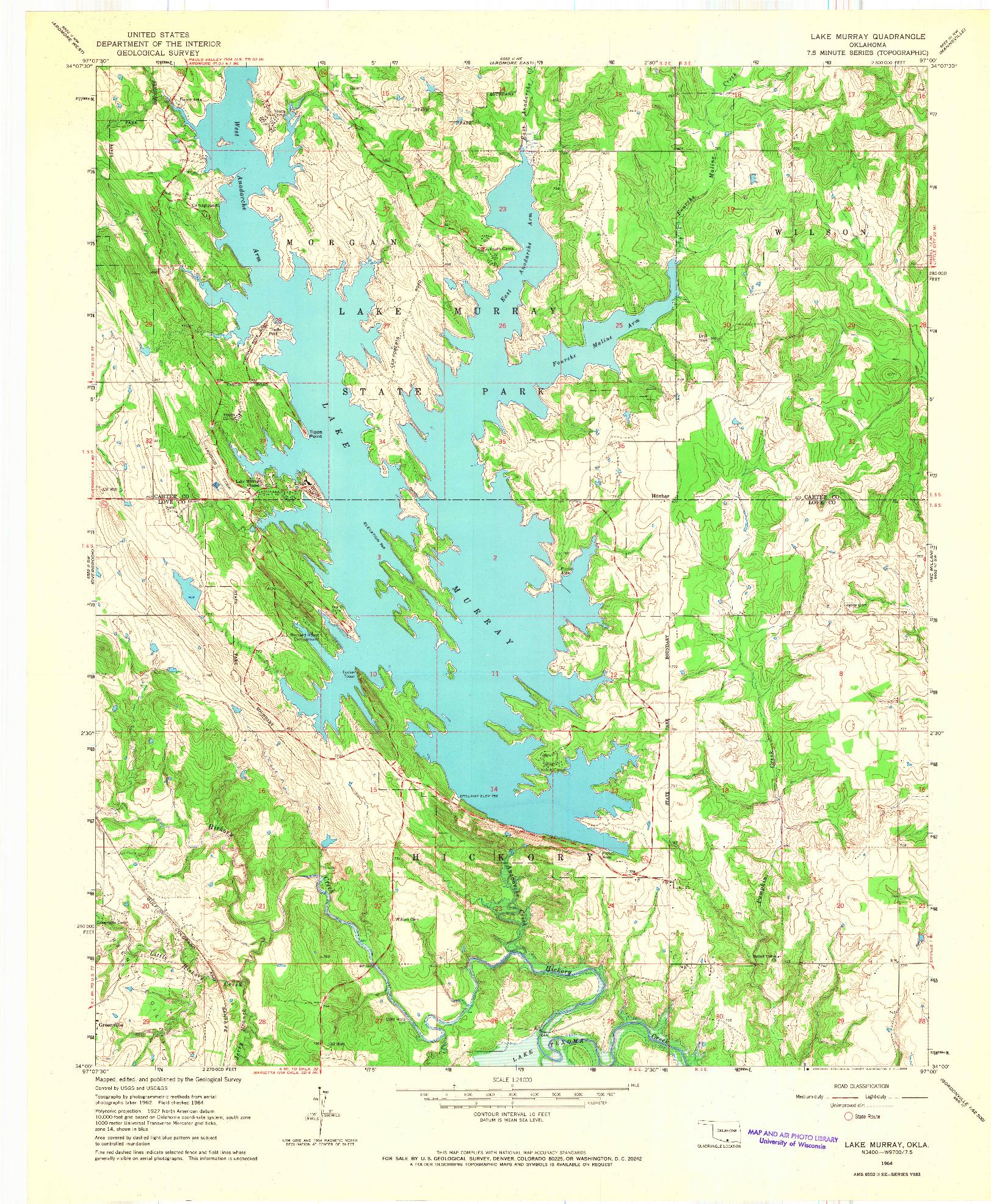 USGS 1:24000-SCALE QUADRANGLE FOR LAKE MURRAY, OK 1964