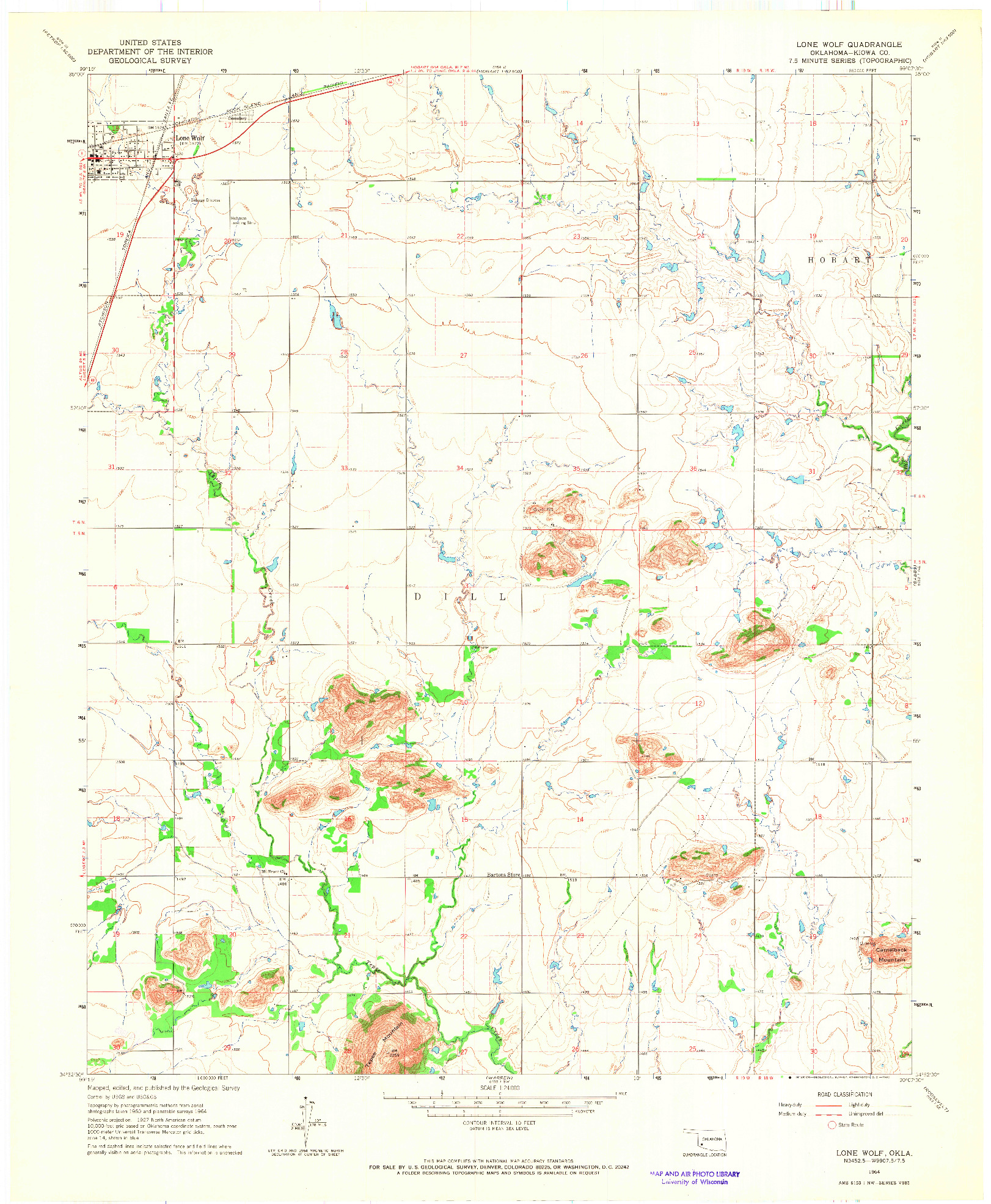 USGS 1:24000-SCALE QUADRANGLE FOR LONE WOLF, OK 1964