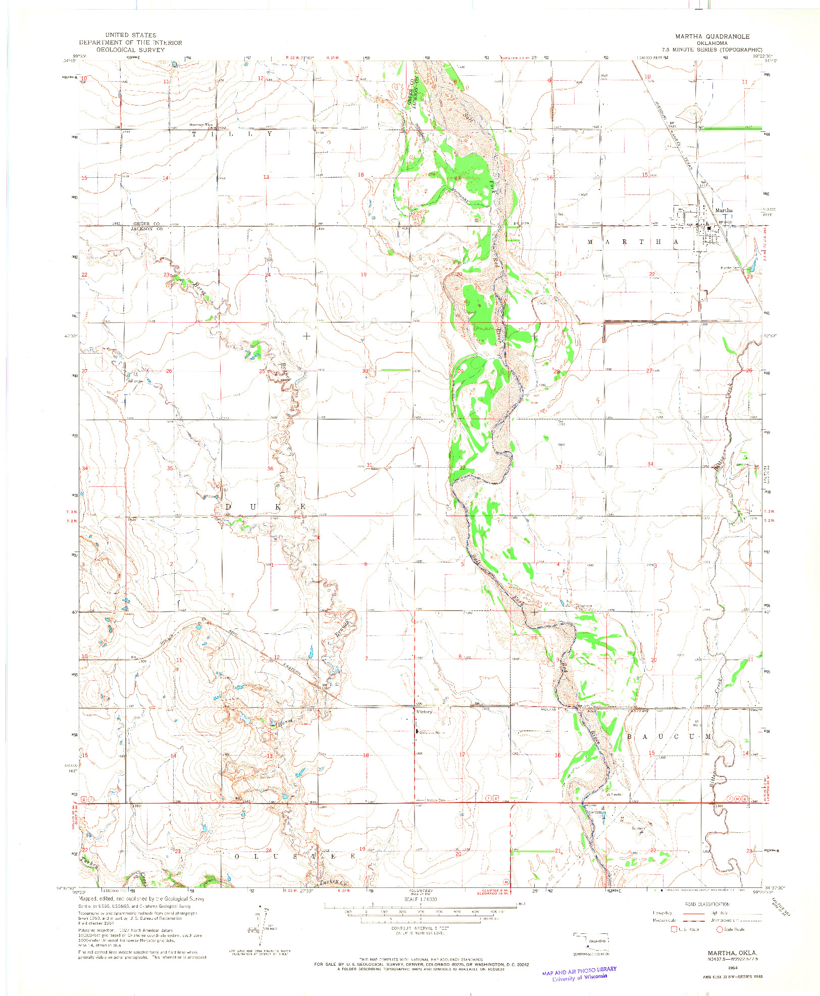 USGS 1:24000-SCALE QUADRANGLE FOR MARTHA, OK 1964