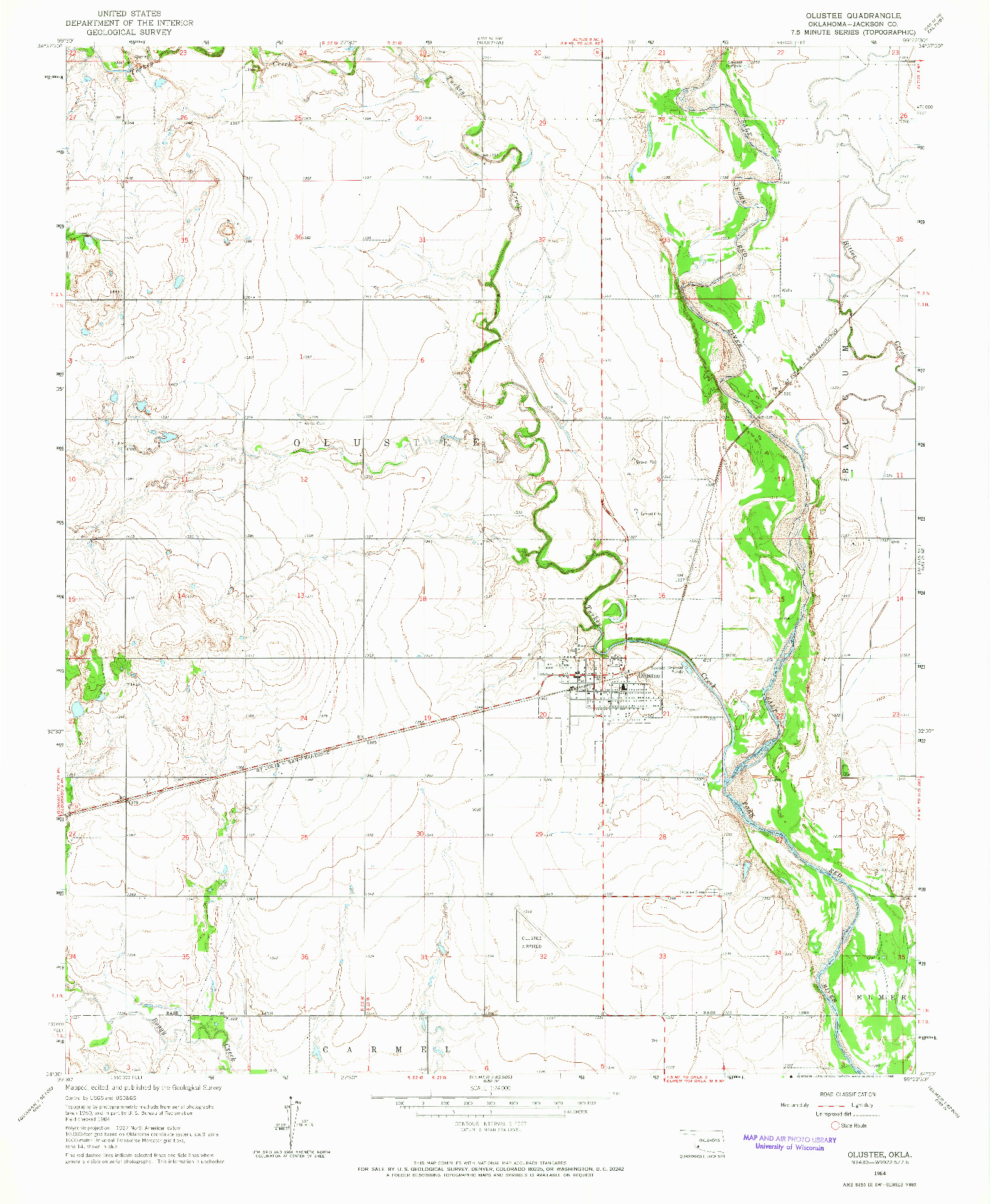 USGS 1:24000-SCALE QUADRANGLE FOR OLUSTEE, OK 1964