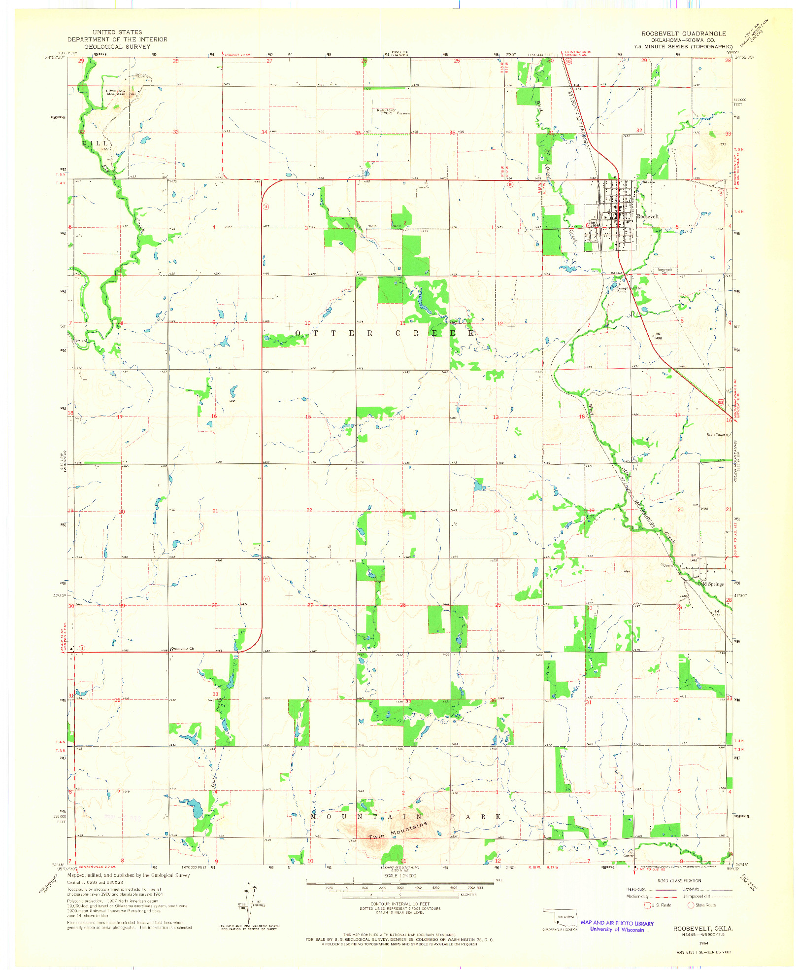 USGS 1:24000-SCALE QUADRANGLE FOR ROOSEVELT, OK 1964