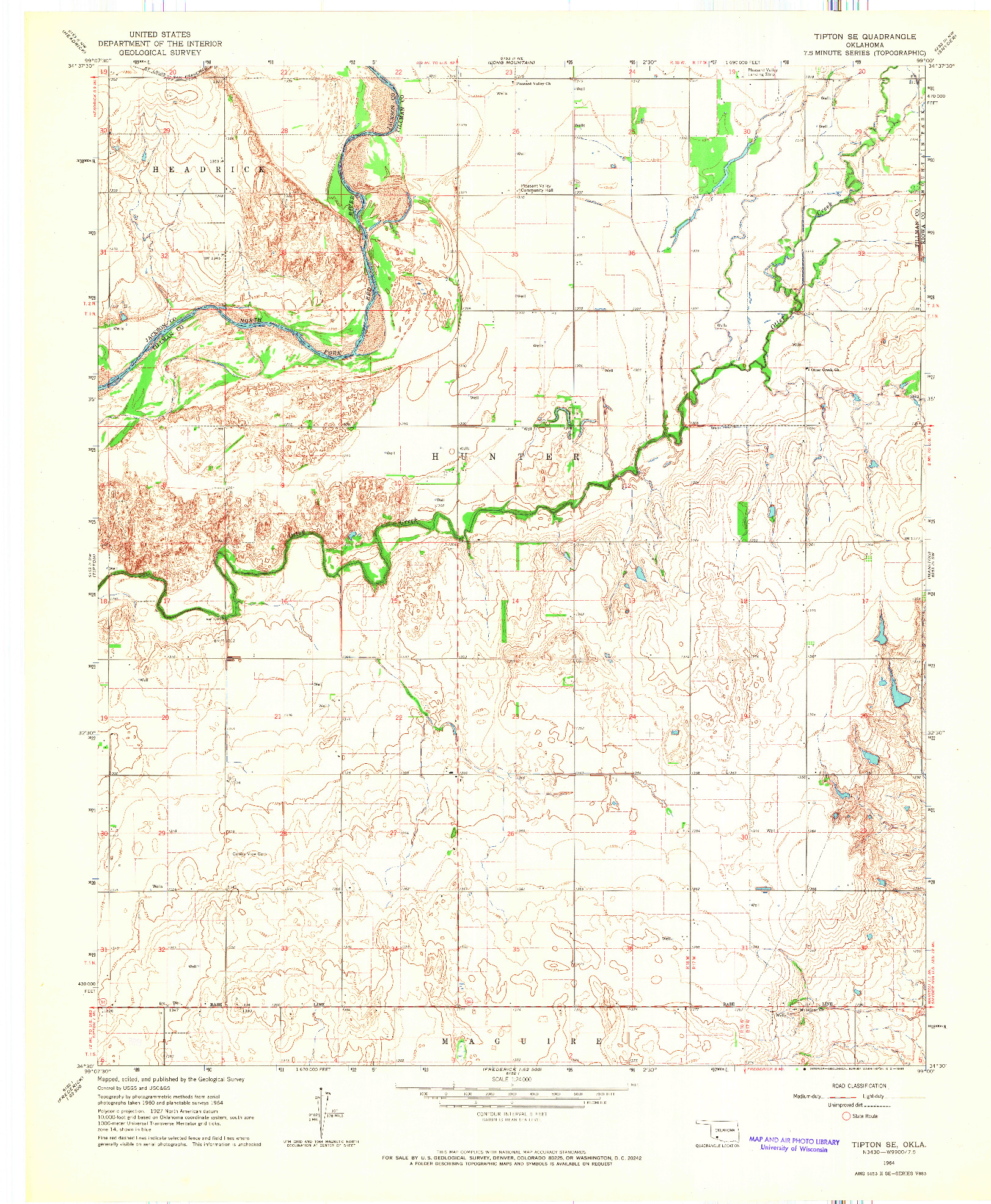 USGS 1:24000-SCALE QUADRANGLE FOR TIPTON SE, OK 1964