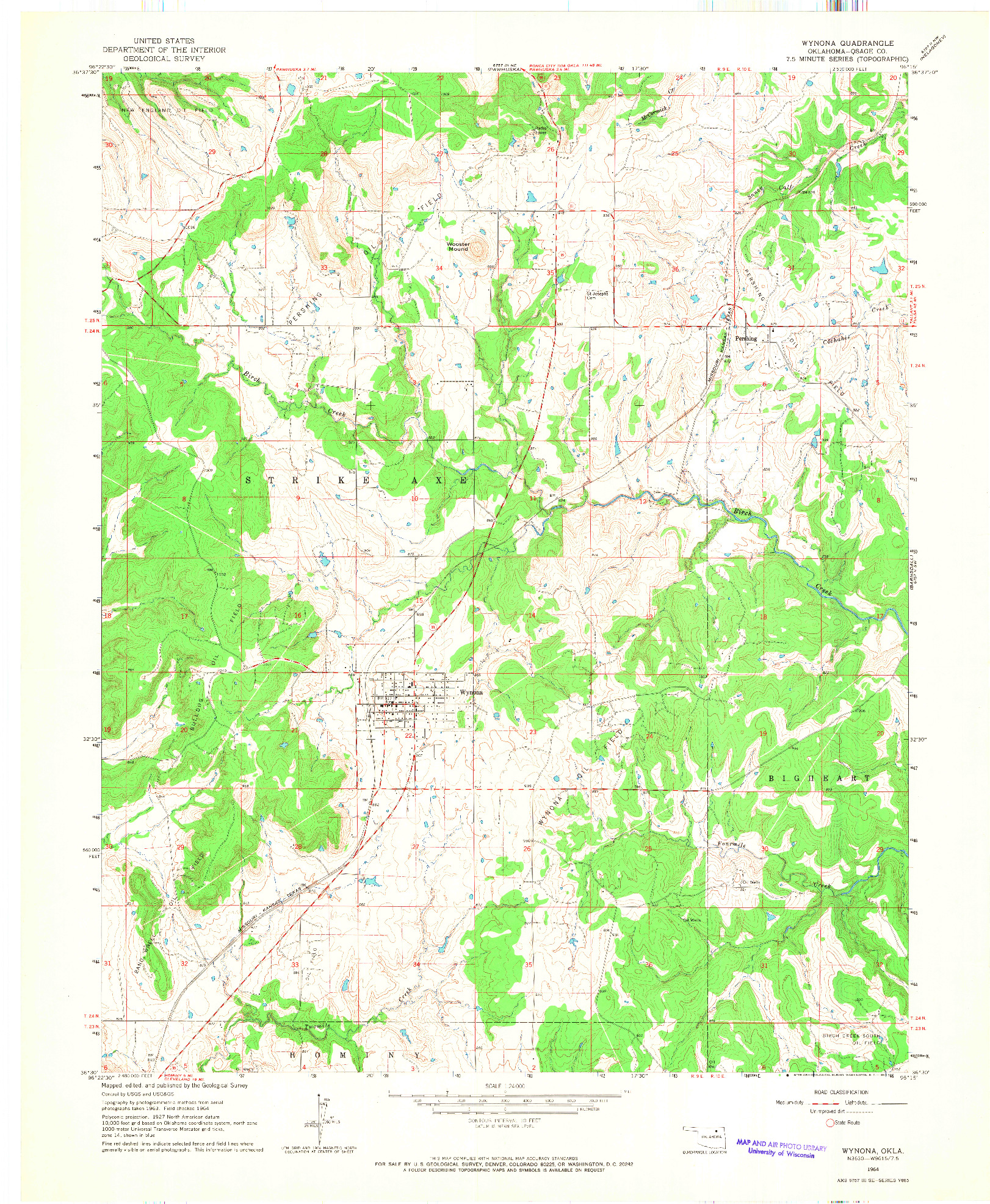 USGS 1:24000-SCALE QUADRANGLE FOR WYNONA, OK 1964