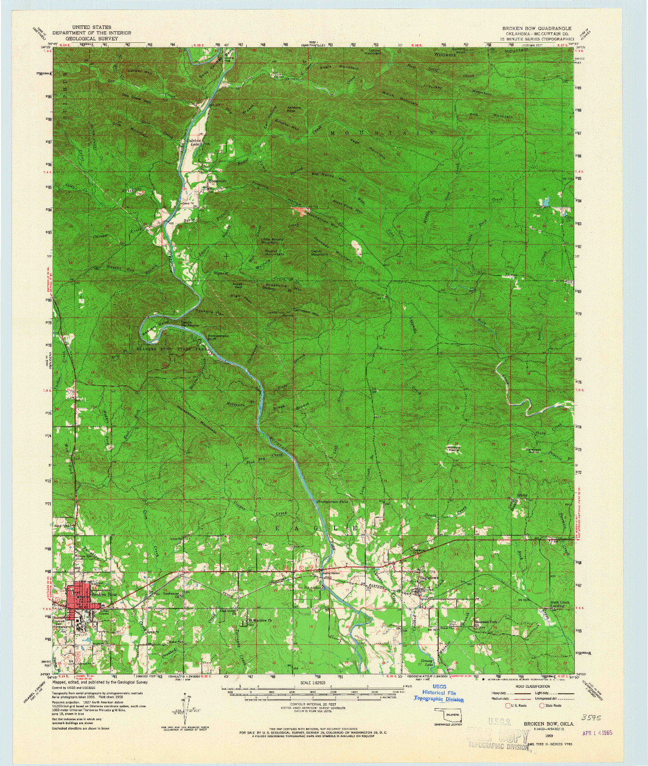 USGS 1:62500-SCALE QUADRANGLE FOR BROKEN BOW, OK 1959
