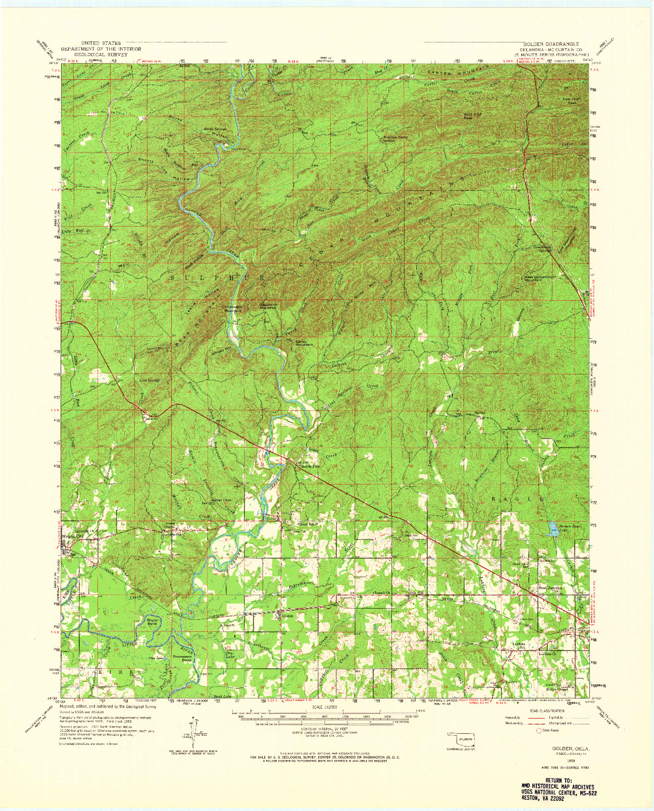 USGS 1:62500-SCALE QUADRANGLE FOR GOLDEN, OK 1959