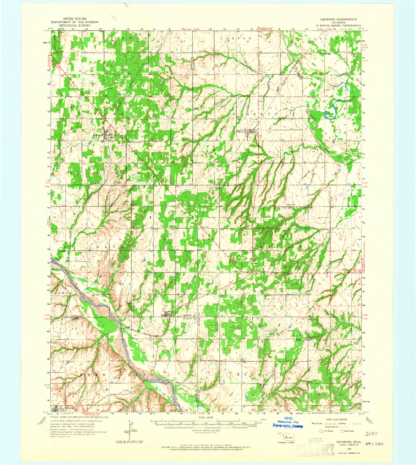USGS 1:62500-SCALE QUADRANGLE FOR OAKWOOD, OK 1964