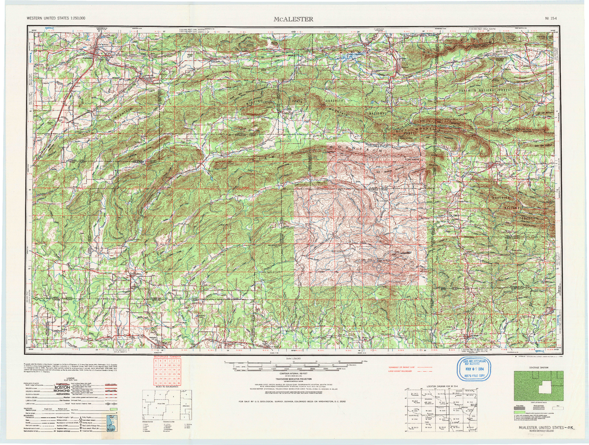 USGS 1:250000-SCALE QUADRANGLE FOR MCALESTER, OK 1965