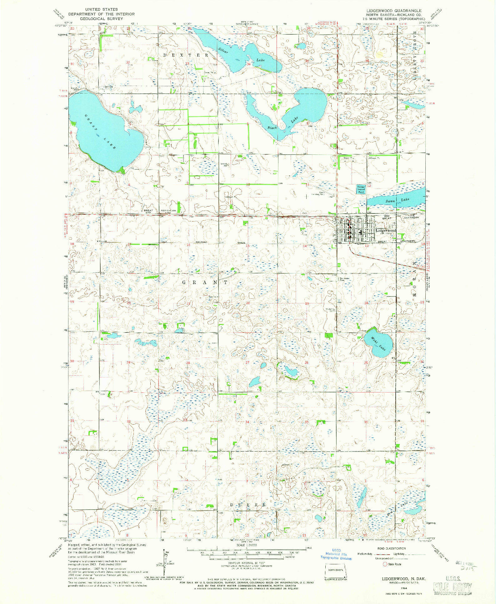 USGS 1:24000-SCALE QUADRANGLE FOR LIDGERWOOD, ND 1964