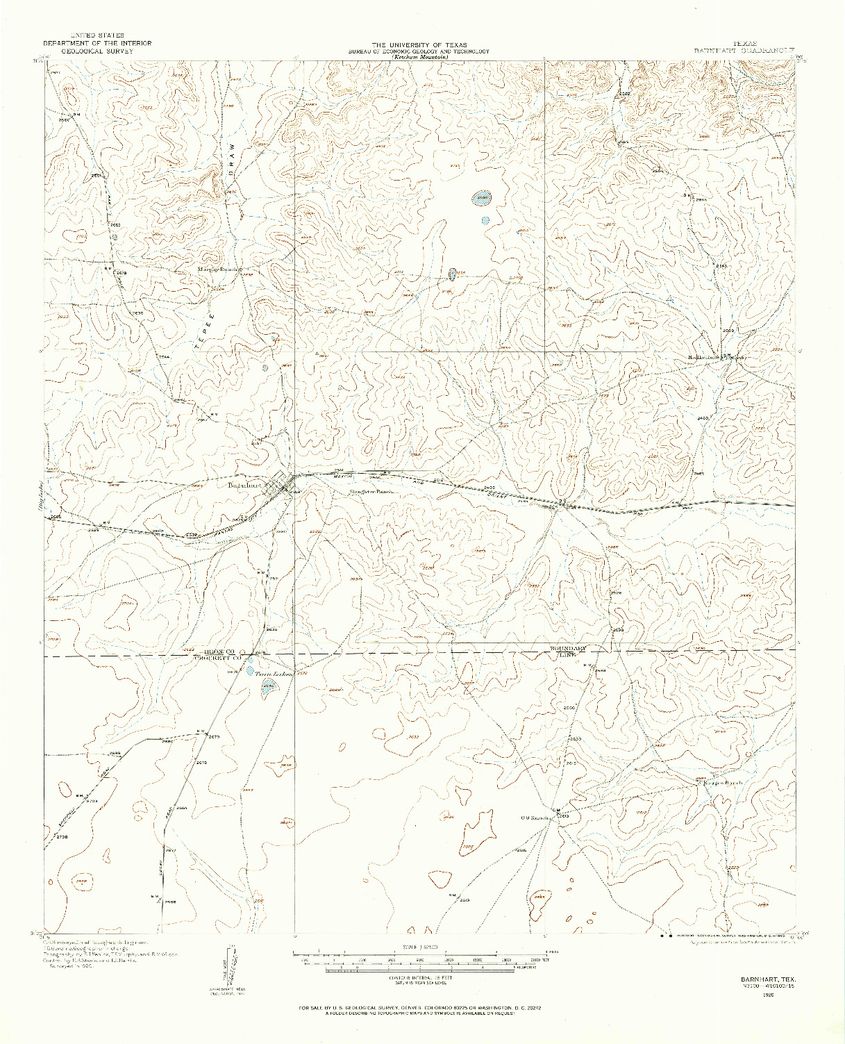 USGS 1:62500-SCALE QUADRANGLE FOR BARNHART, TX 1920
