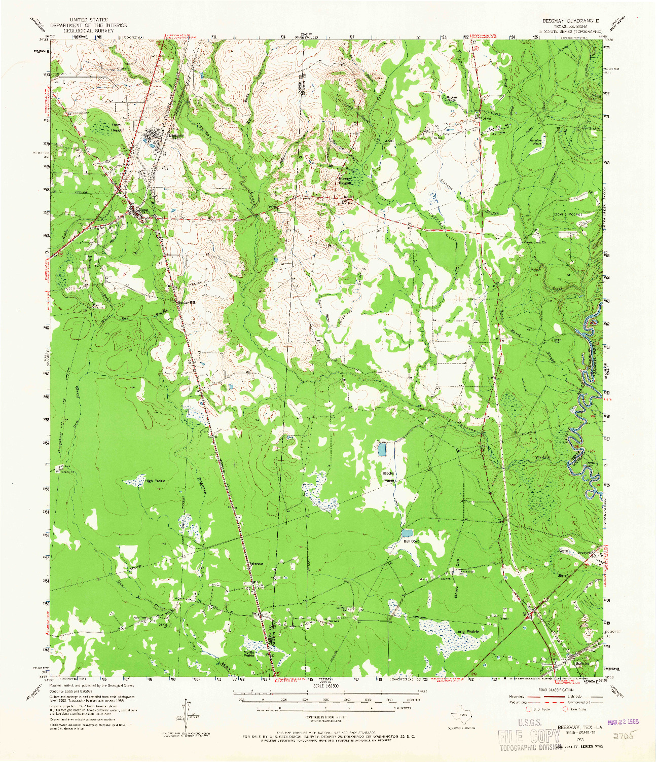USGS 1:62500-SCALE QUADRANGLE FOR BESSMAY, TX 1955