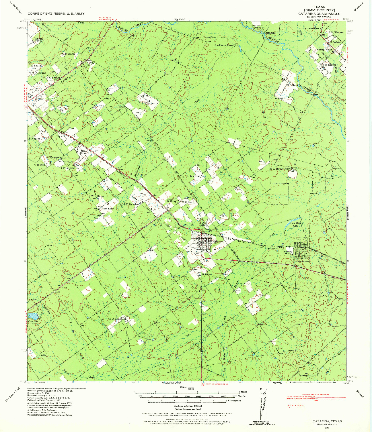 USGS 1:62500-SCALE QUADRANGLE FOR CATARINA, TX 1940