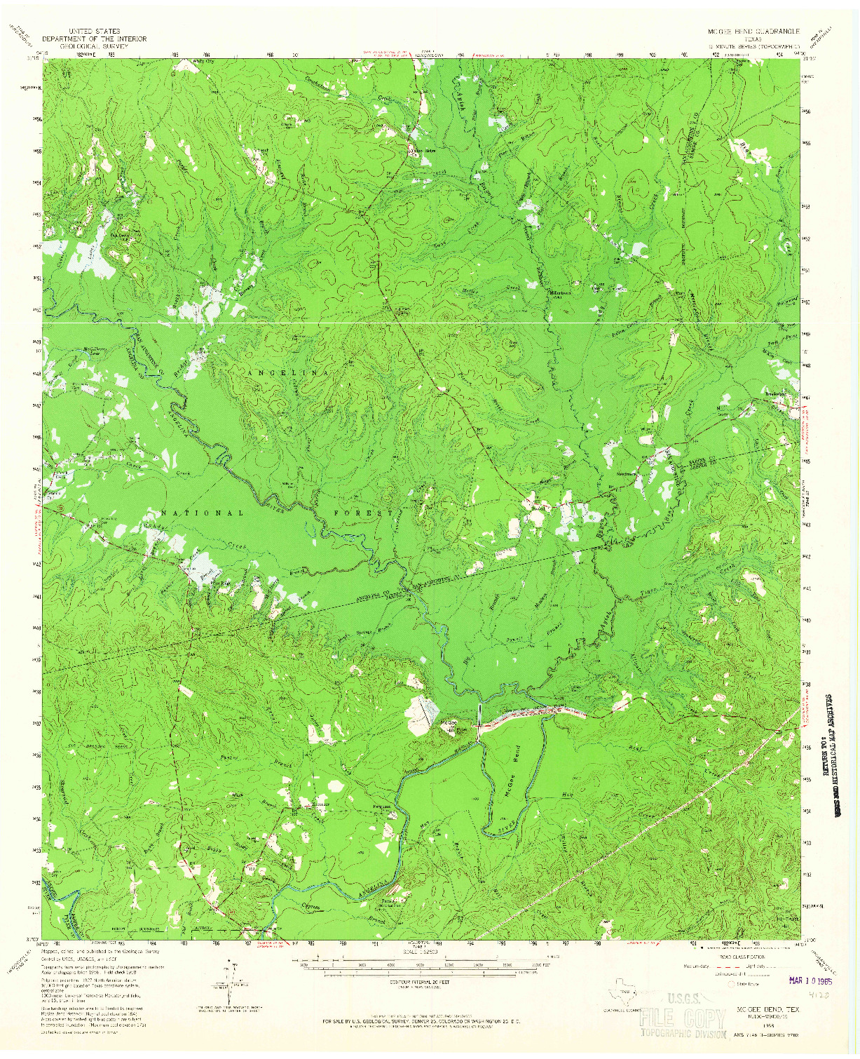 USGS 1:62500-SCALE QUADRANGLE FOR MC GEE BEND, TX 1958