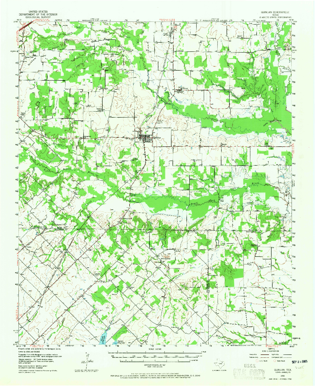 USGS 1:62500-SCALE QUADRANGLE FOR QUINLAN, TX 1956