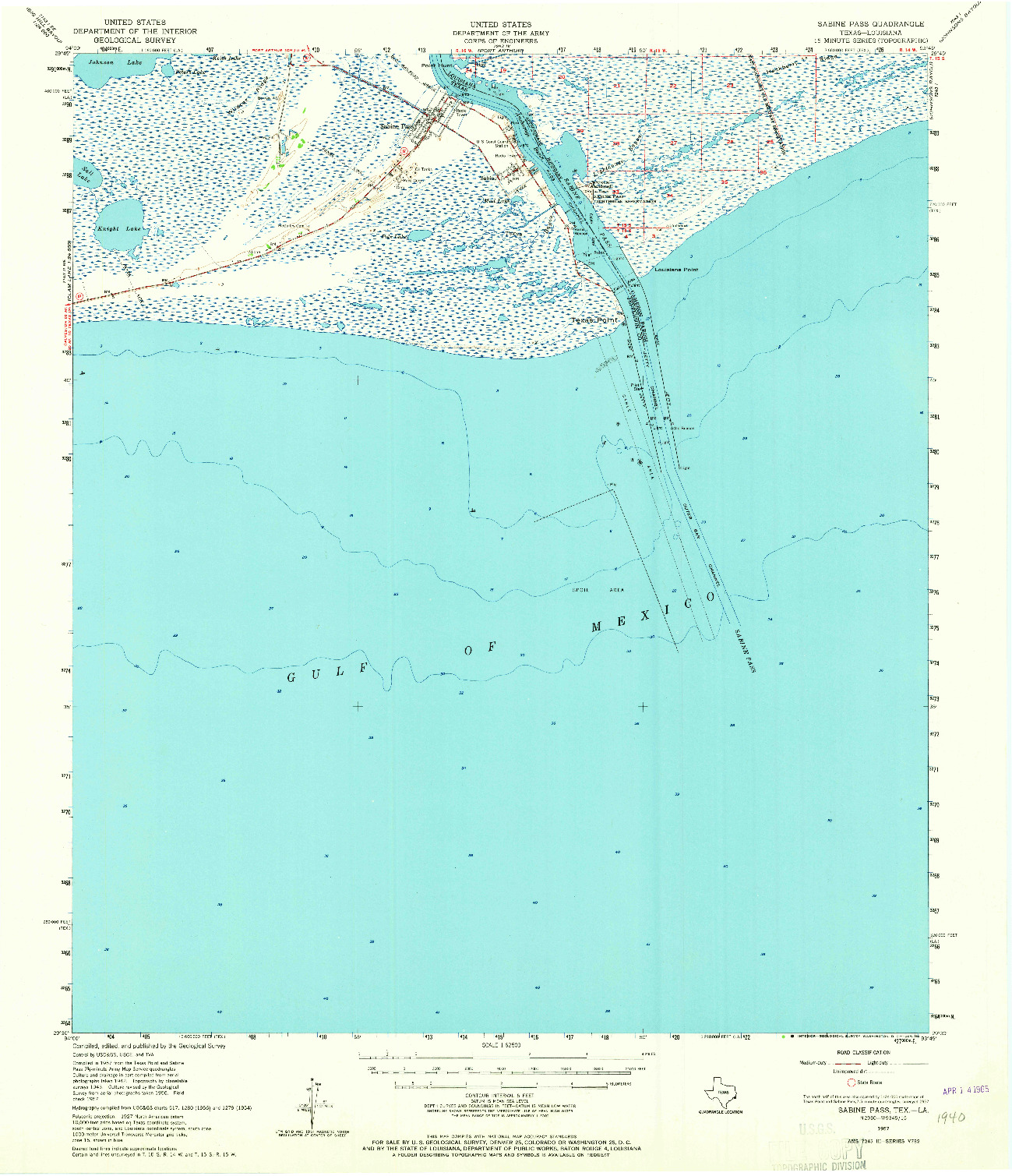 USGS 1:62500-SCALE QUADRANGLE FOR SABINE PASS, TX 1957