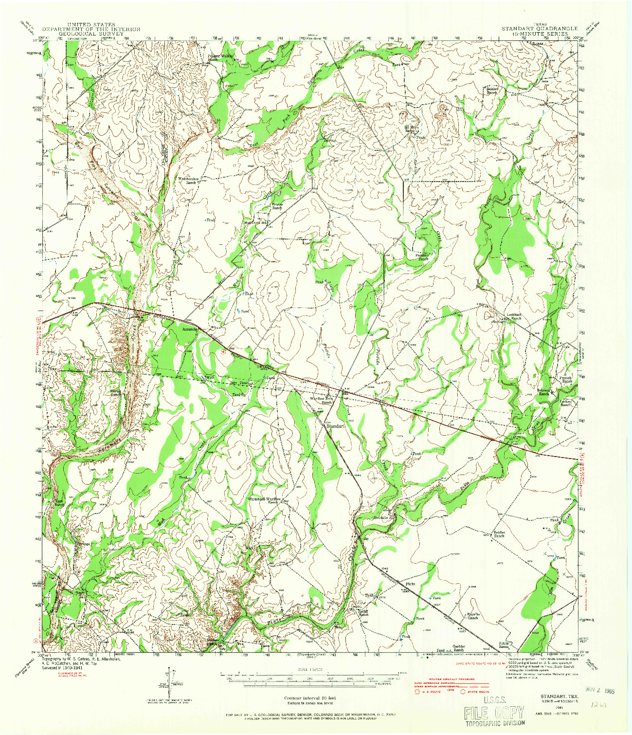 USGS 1:62500-SCALE QUADRANGLE FOR STANDART, TX 1941