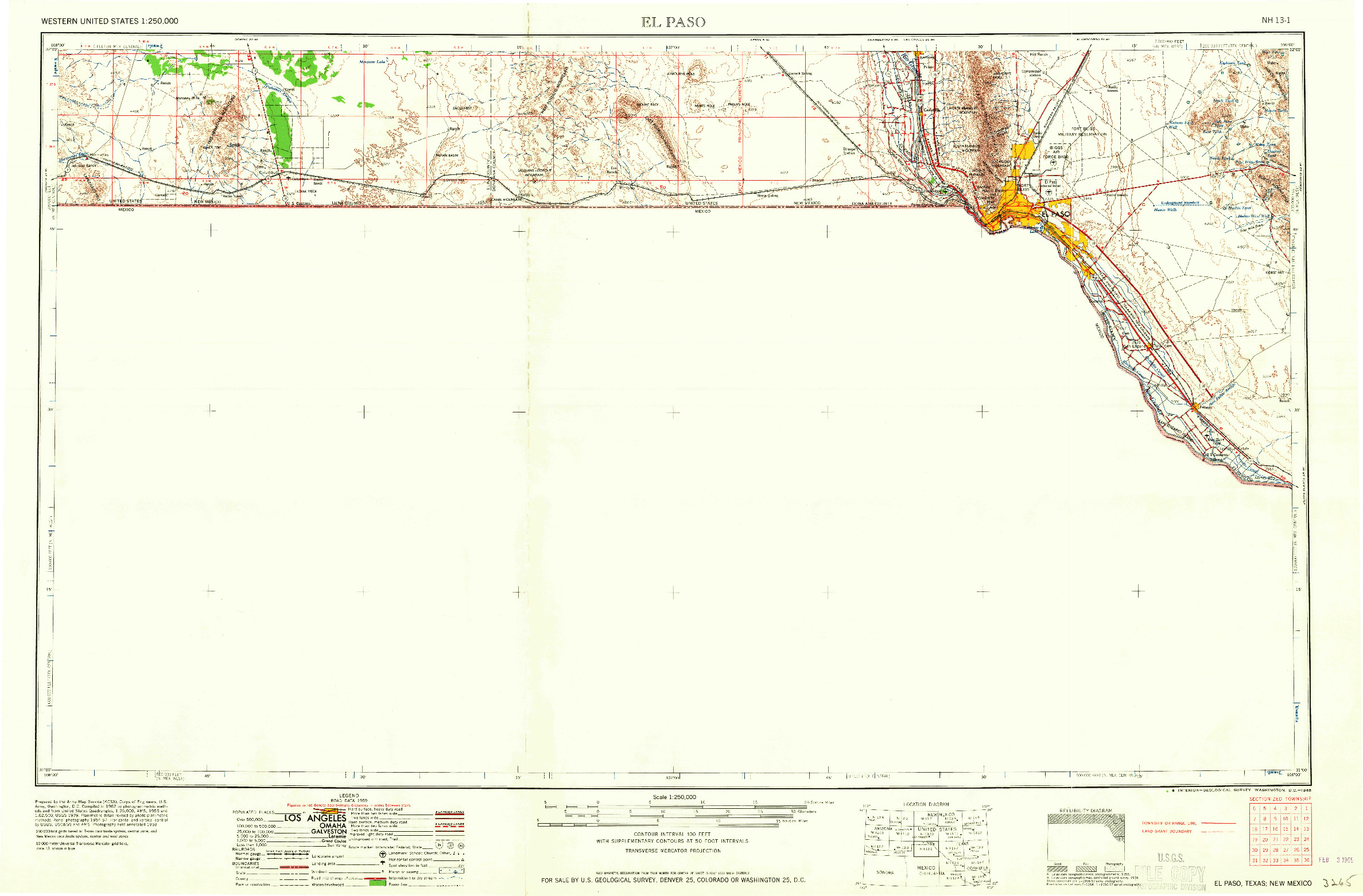 USGS 1:250000-SCALE QUADRANGLE FOR EL PASO, TX 1965