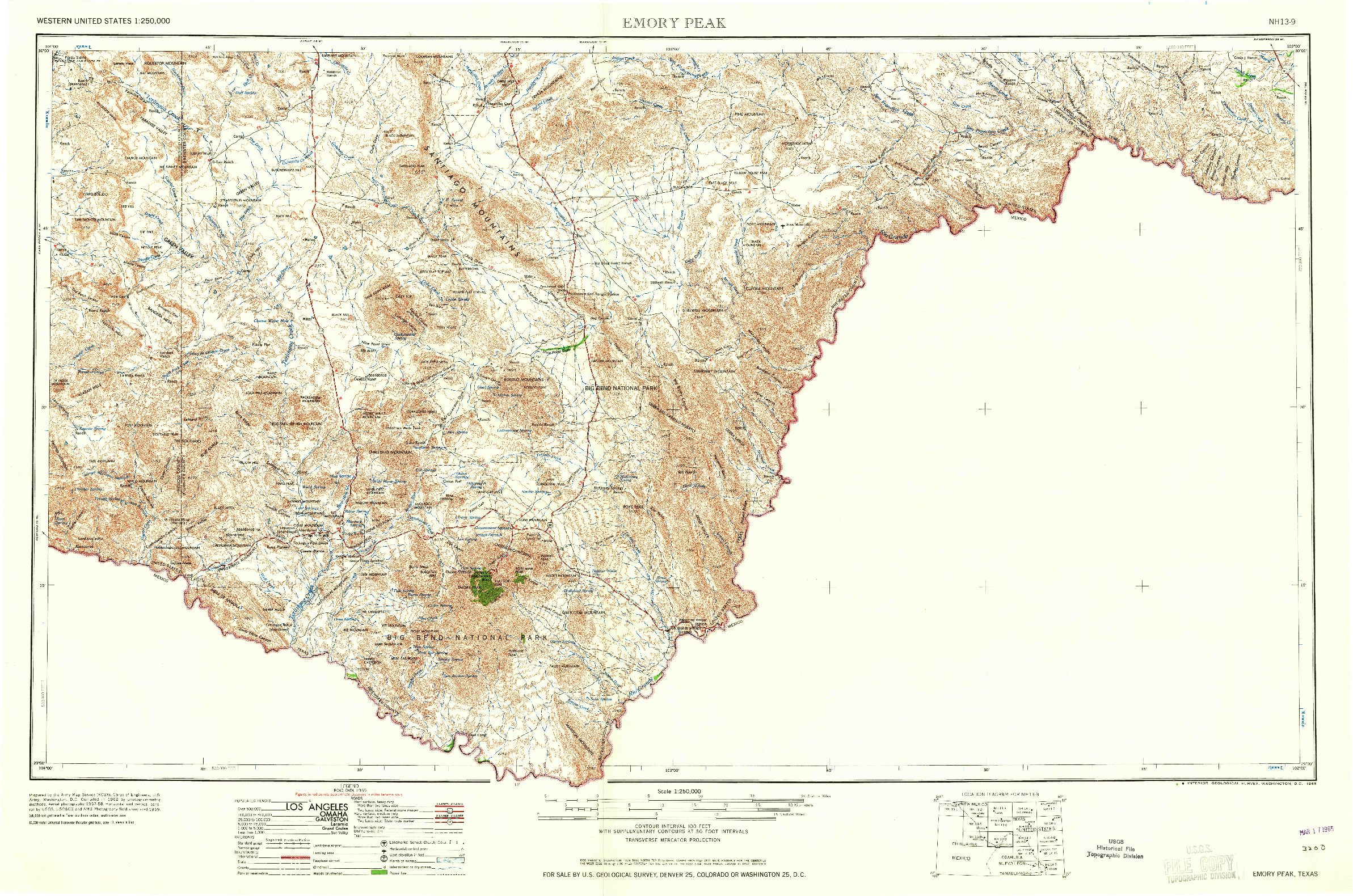 USGS 1:250000-SCALE QUADRANGLE FOR EMORY PEAK, TX 1965