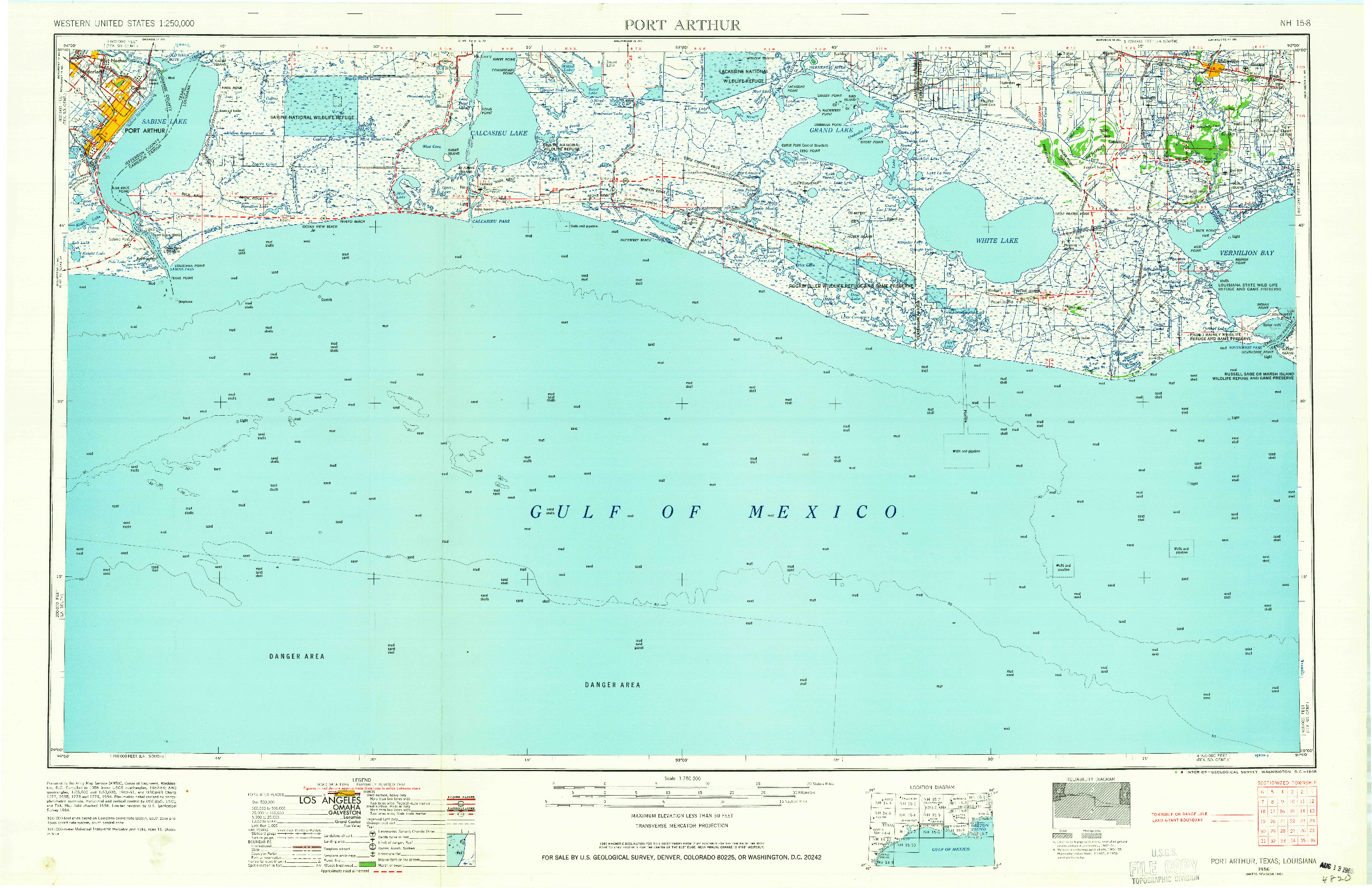 USGS 1:250000-SCALE QUADRANGLE FOR PORT ARTHUR, TX 1956