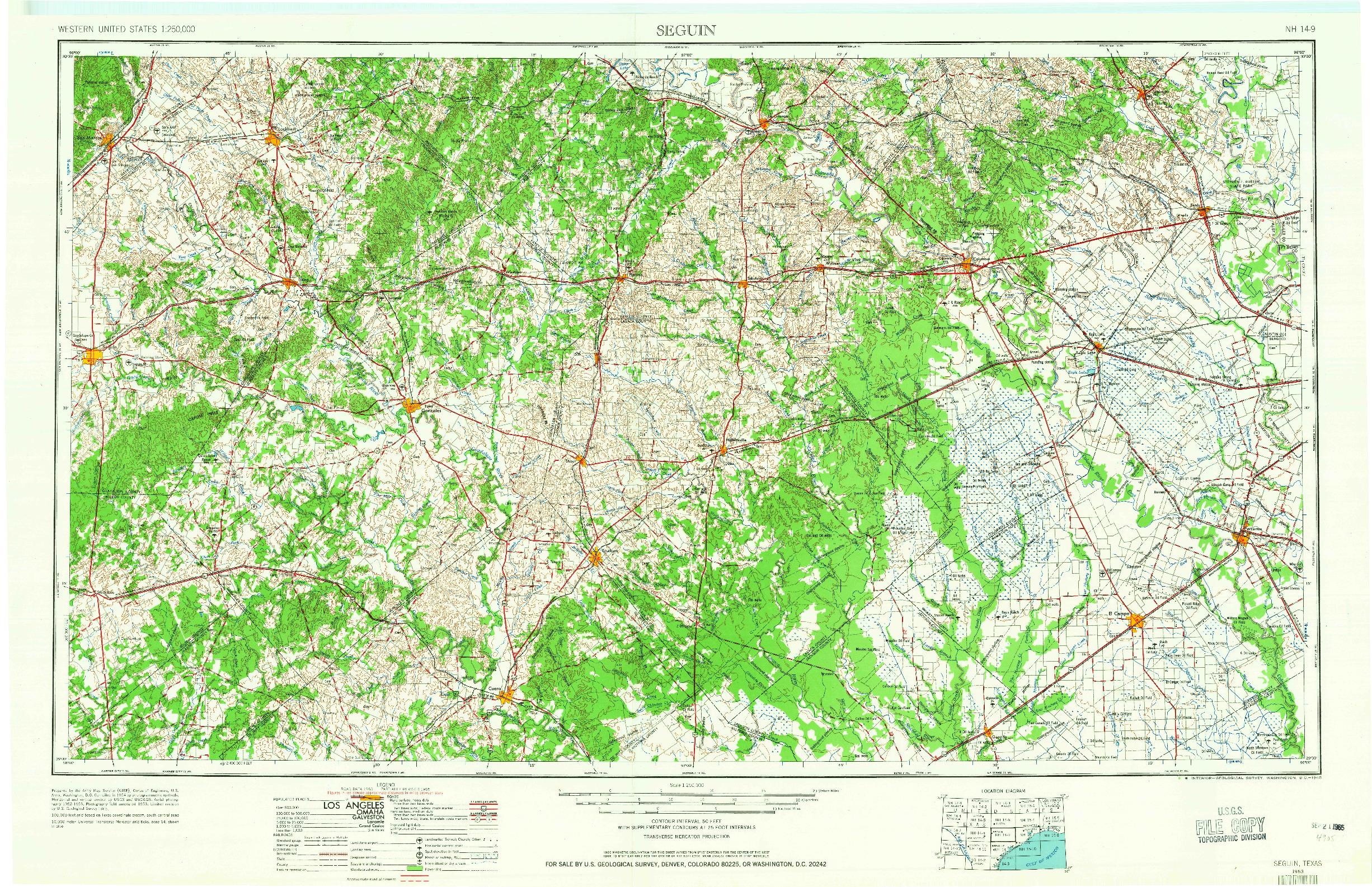 USGS 1:250000-SCALE QUADRANGLE FOR SEGUIN, TX 1953