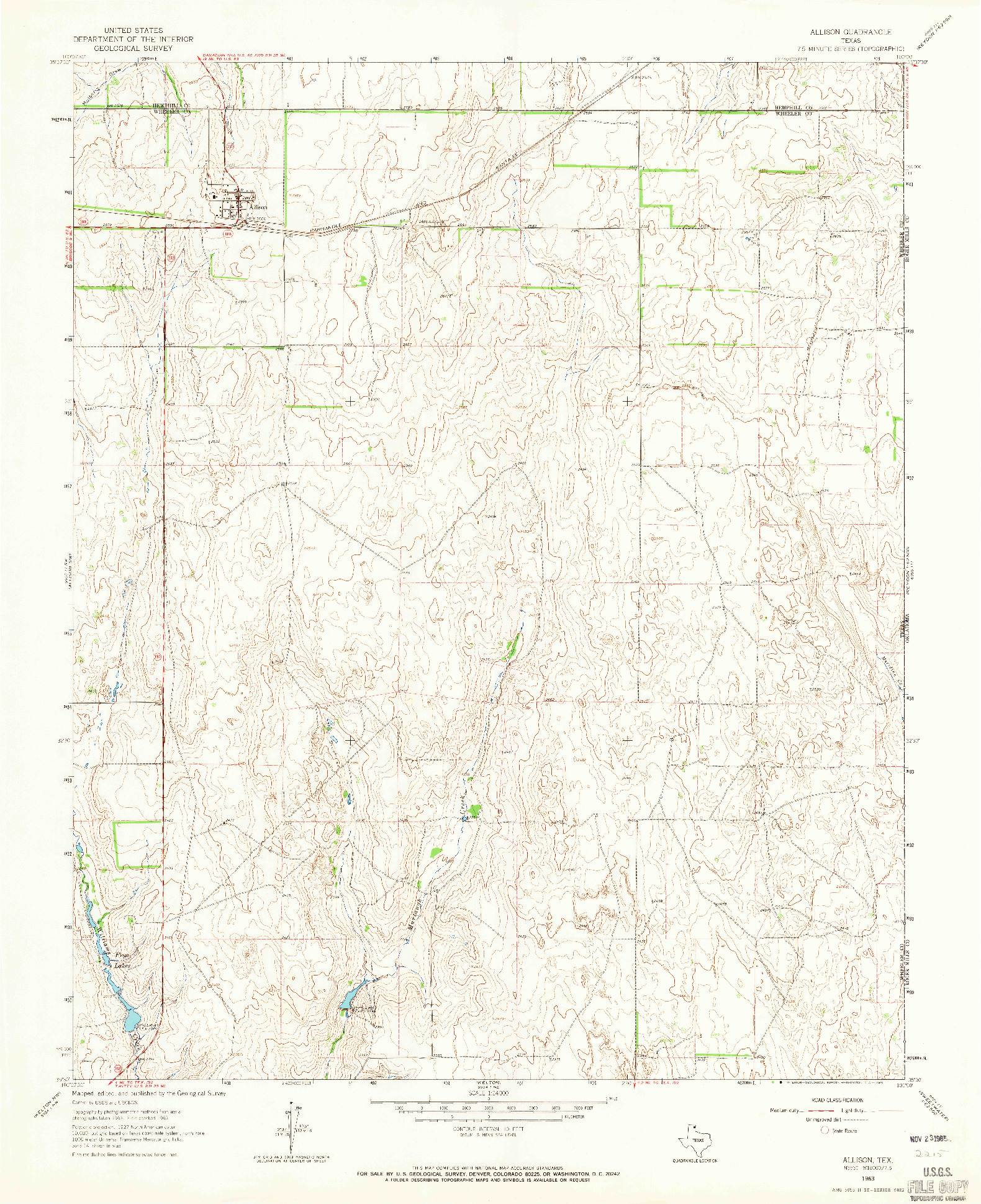 USGS 1:24000-SCALE QUADRANGLE FOR ALLISON, TX 1963