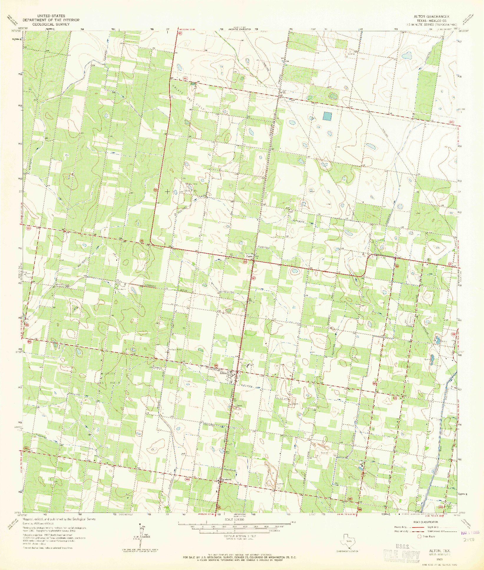 USGS 1:24000-SCALE QUADRANGLE FOR ALTON, TX 1963