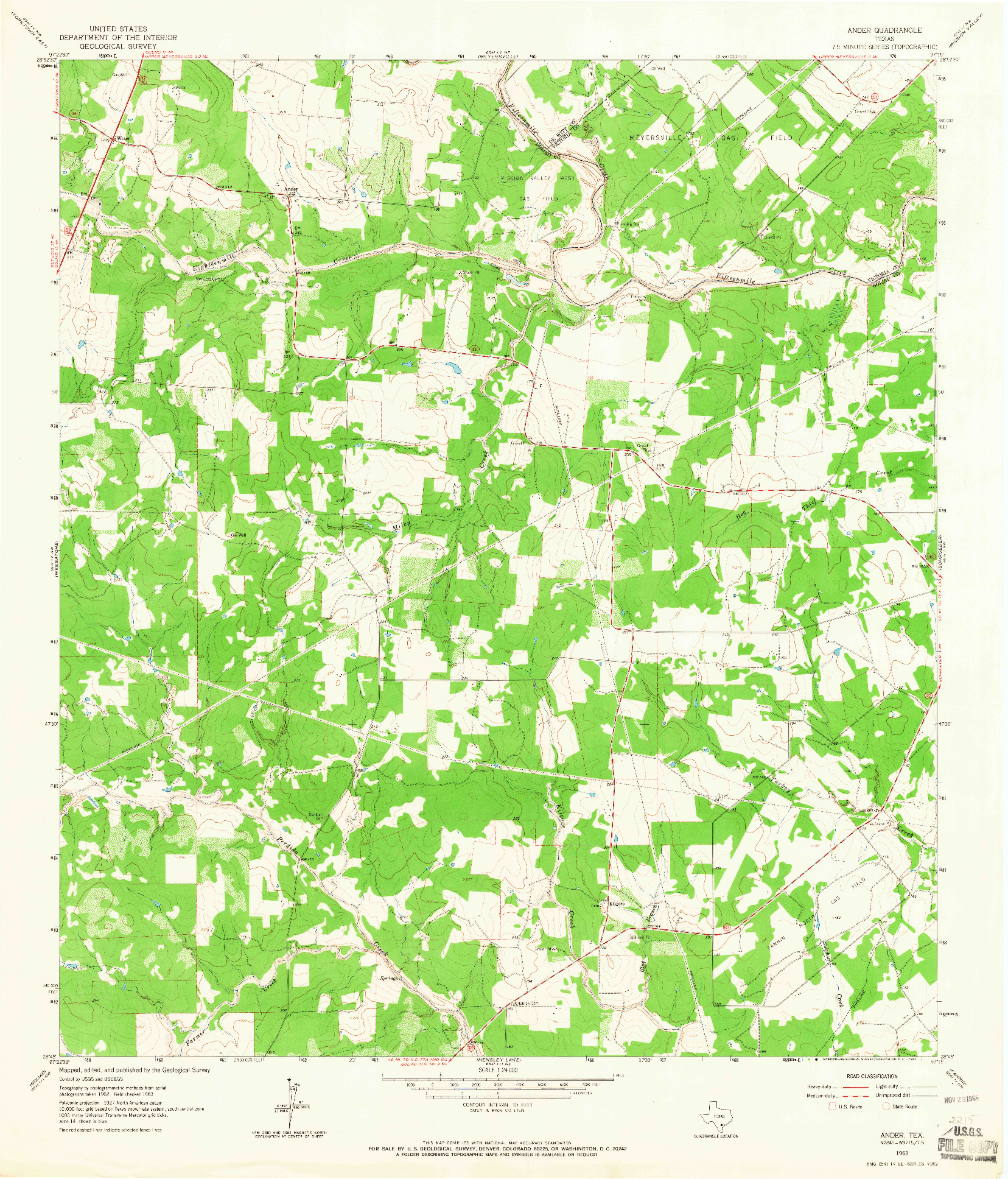 USGS 1:24000-SCALE QUADRANGLE FOR ANDER, TX 1963