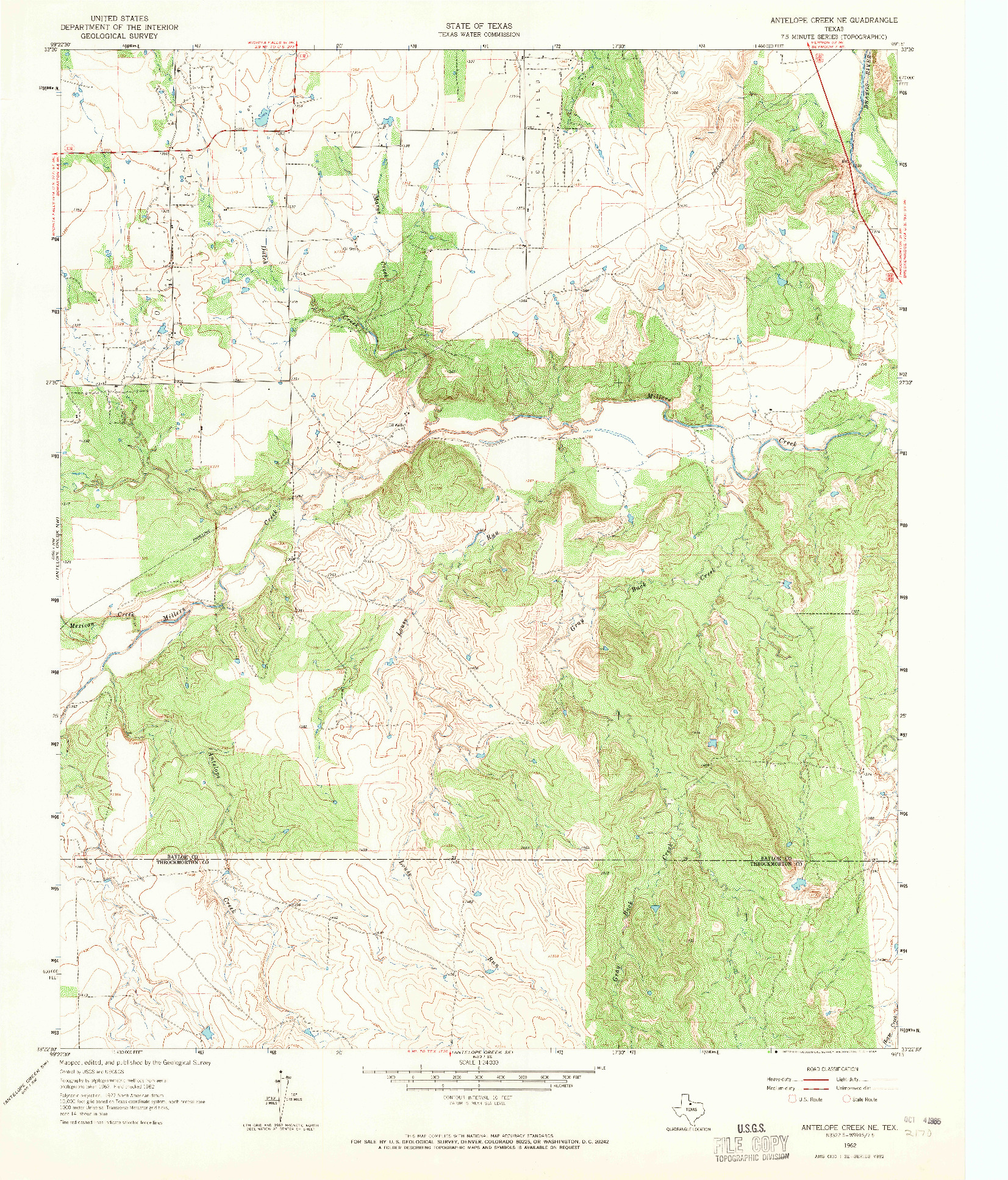 USGS 1:24000-SCALE QUADRANGLE FOR ANTELOPE CREEK NE, TX 1962