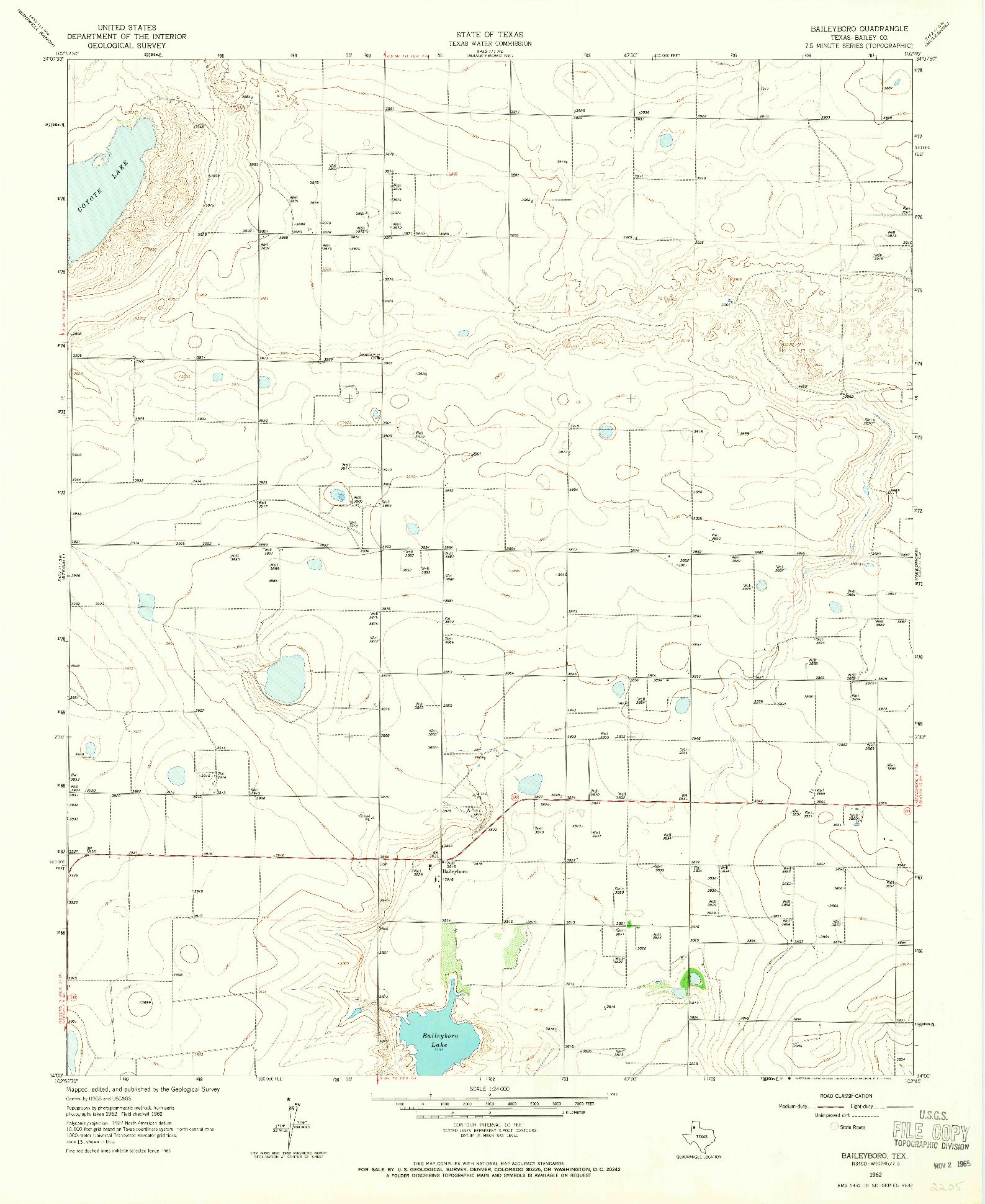 USGS 1:24000-SCALE QUADRANGLE FOR BAILEYBORO, TX 1962