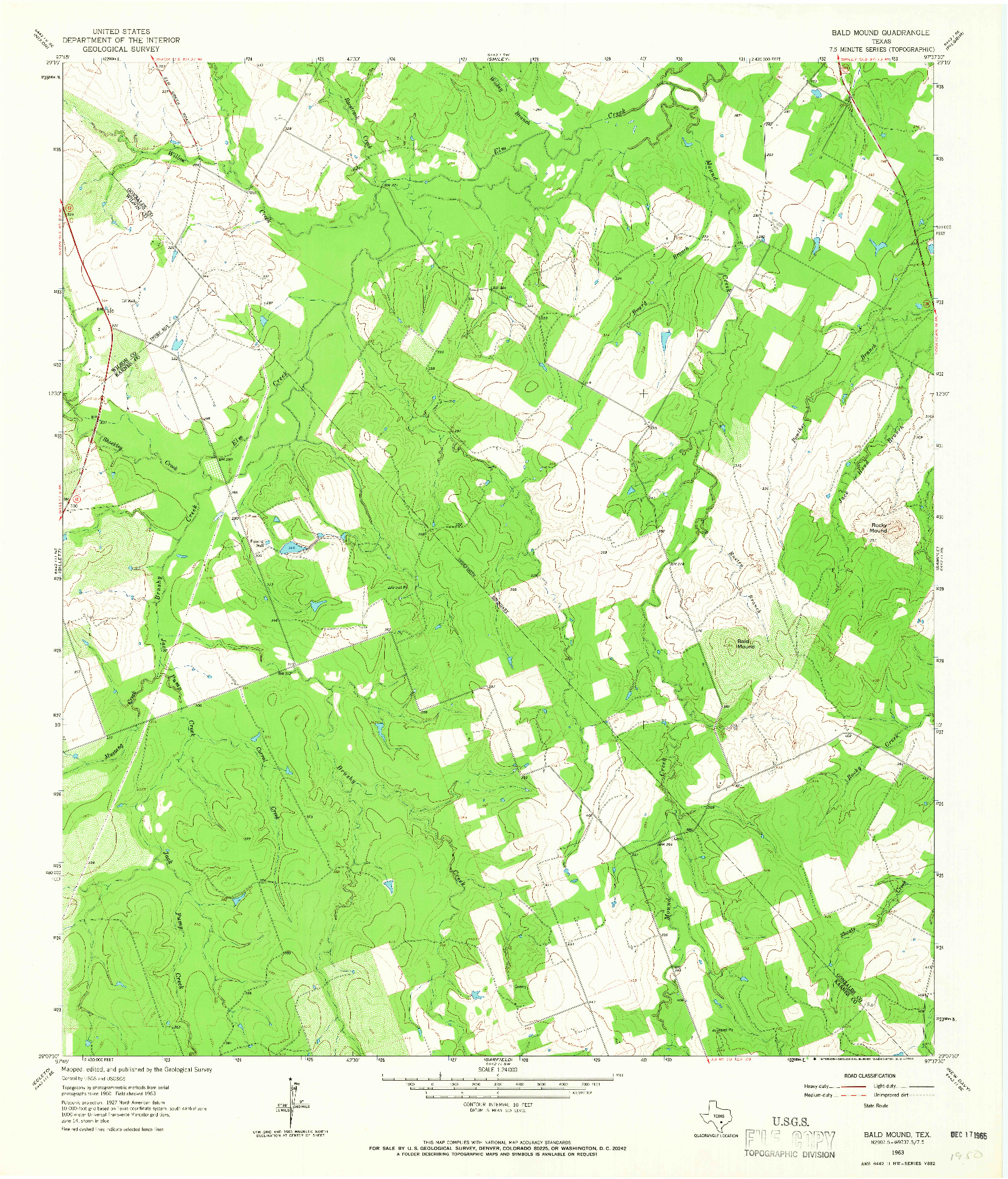 USGS 1:24000-SCALE QUADRANGLE FOR BALD MOUND, TX 1963