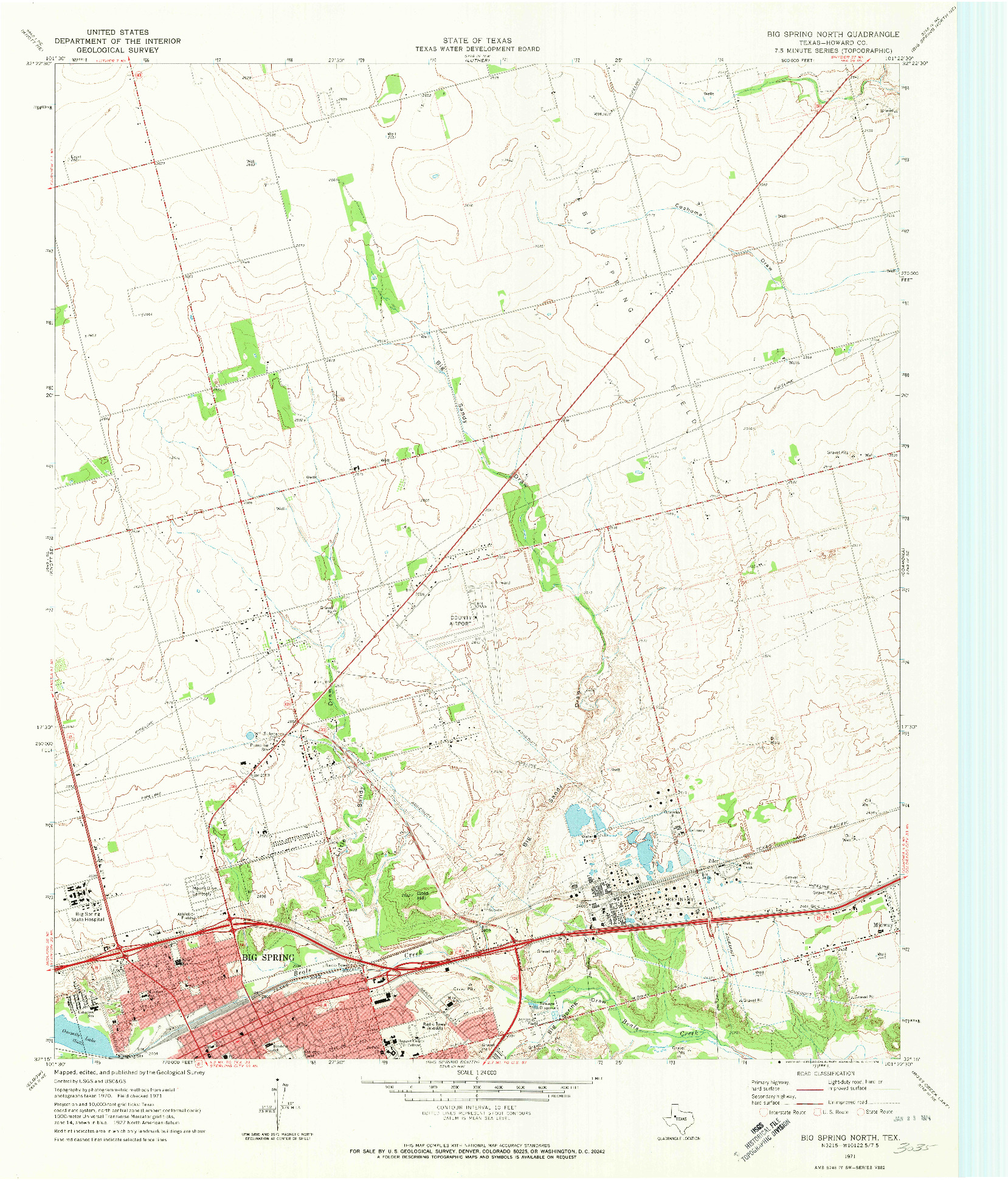 USGS 1:24000-SCALE QUADRANGLE FOR BIG SPRING NORTH, TX 1965