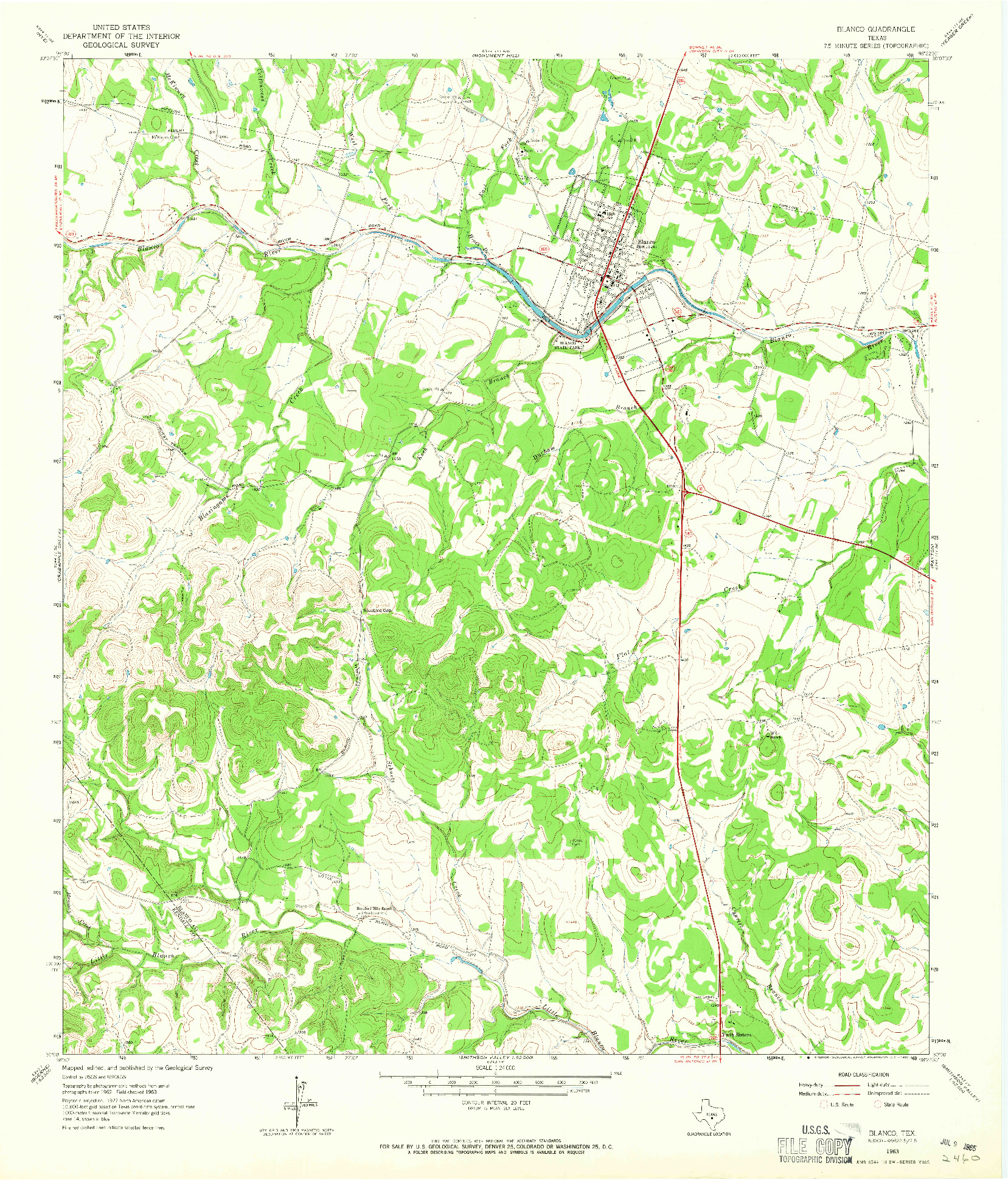 USGS 1:24000-SCALE QUADRANGLE FOR BLANCO, TX 1963