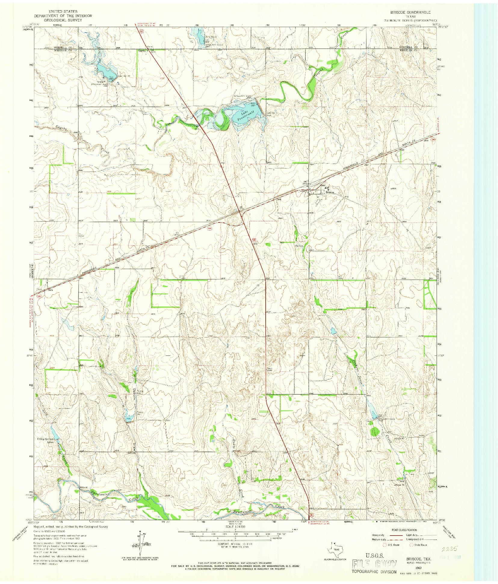 USGS 1:24000-SCALE QUADRANGLE FOR BRISCOE, TX 1963