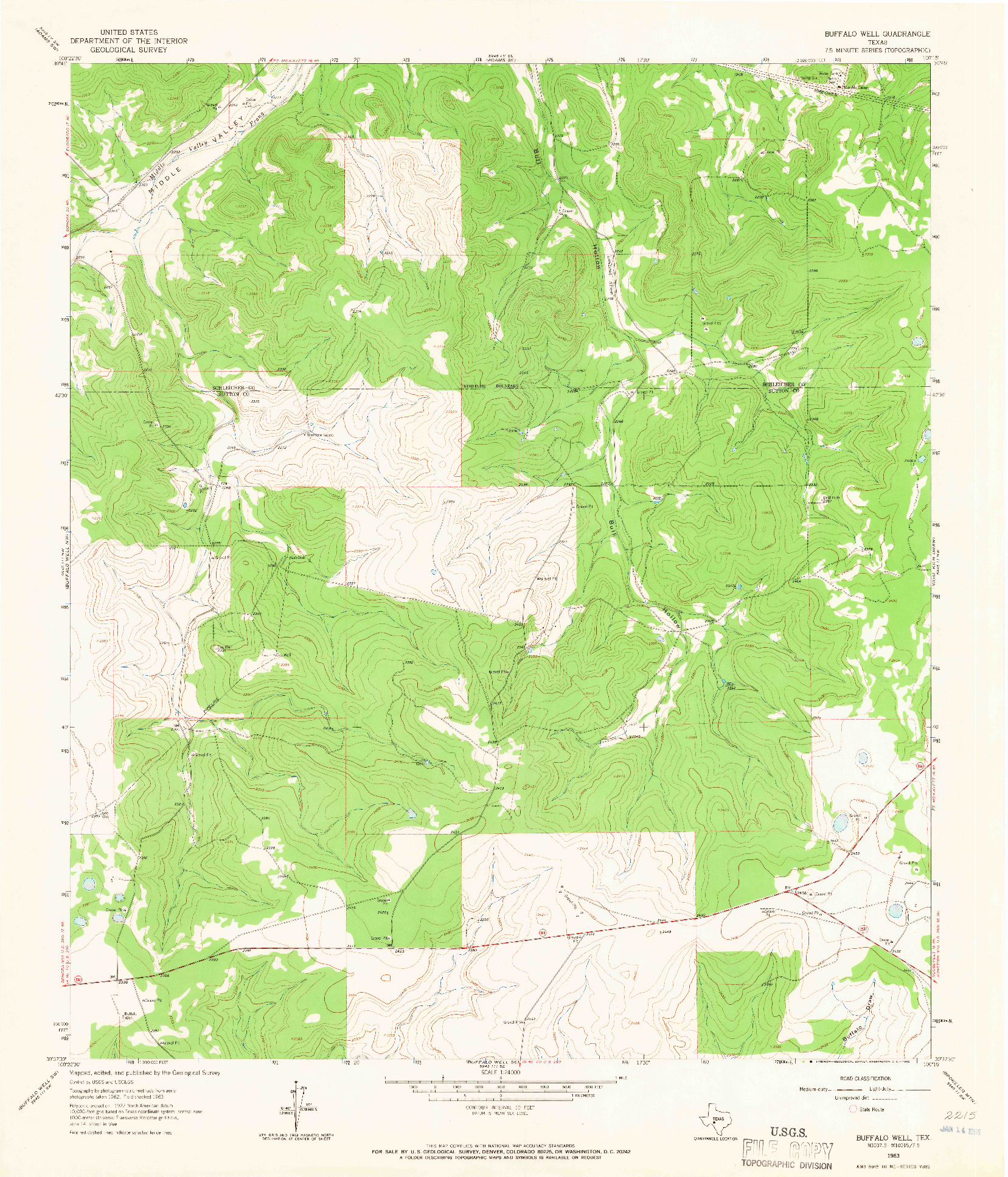 USGS 1:24000-SCALE QUADRANGLE FOR BUFFALO WELL, TX 1963