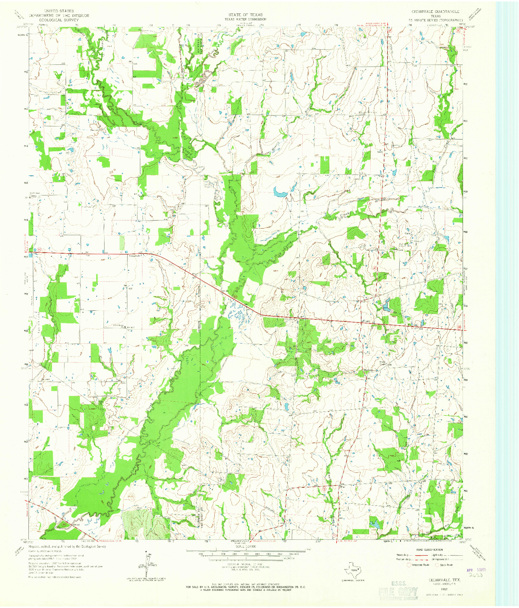 USGS 1:24000-SCALE QUADRANGLE FOR CEDARVALE, TX 1962