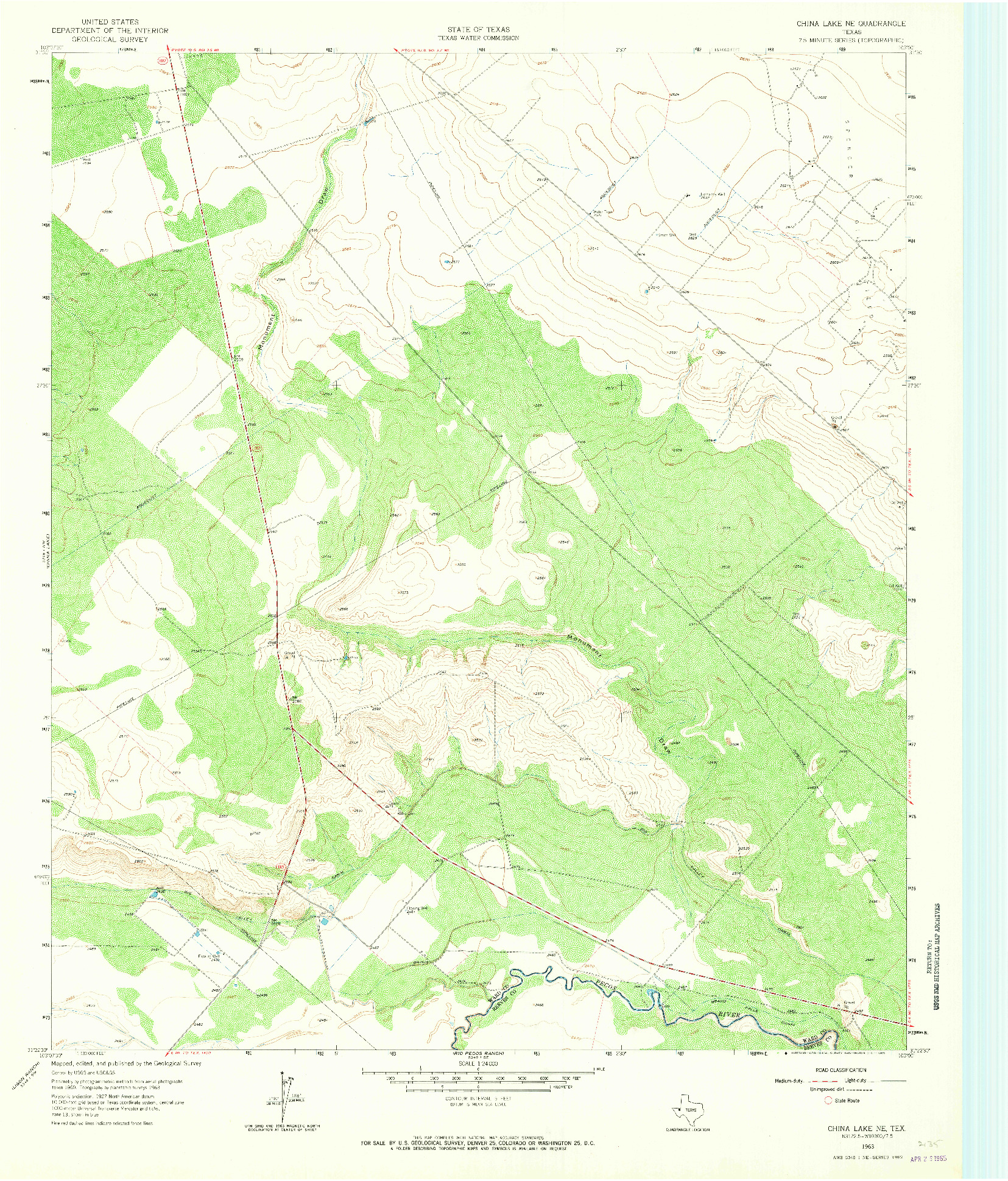 USGS 1:24000-SCALE QUADRANGLE FOR CHINA LAKE NE, TX 1963