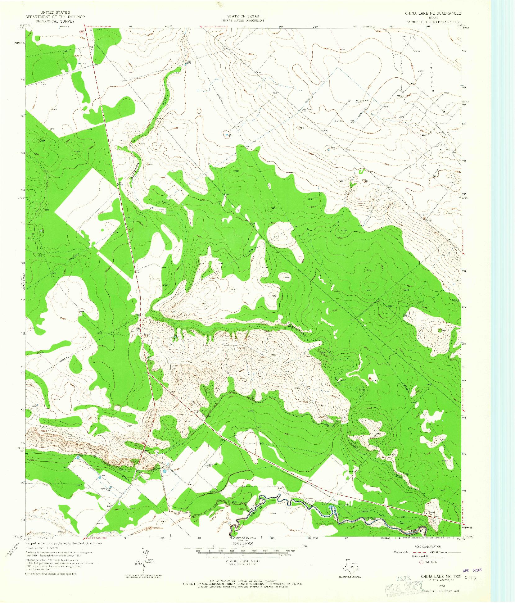 USGS 1:24000-SCALE QUADRANGLE FOR CHINA LAKE NE, TX 1963