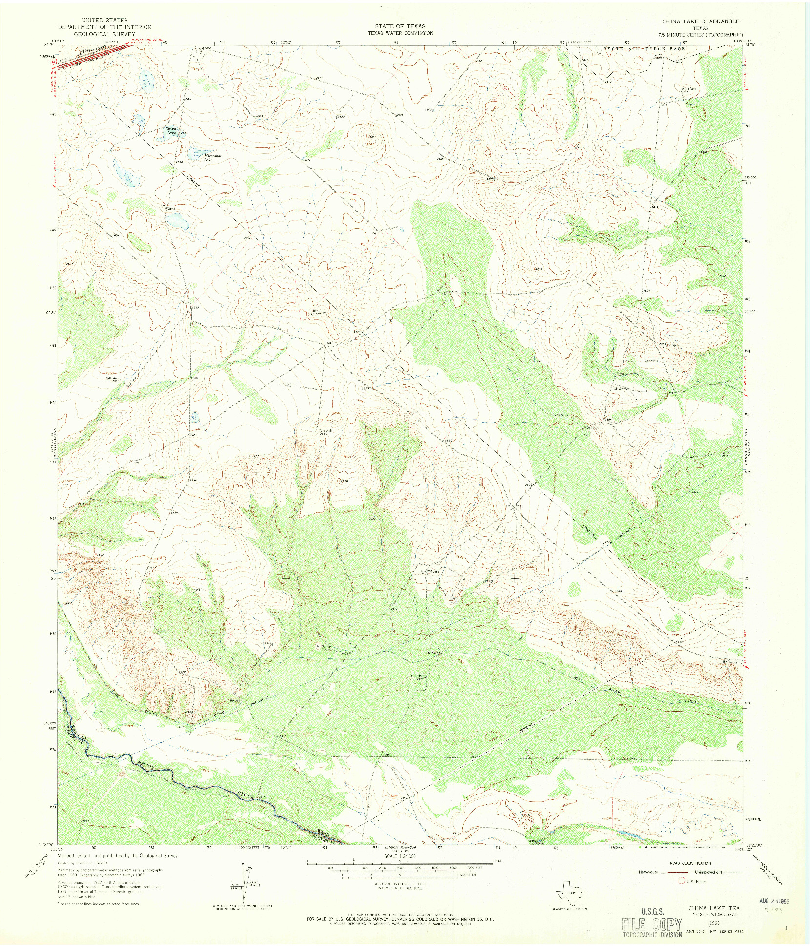 USGS 1:24000-SCALE QUADRANGLE FOR CHINA LAKE, TX 1963