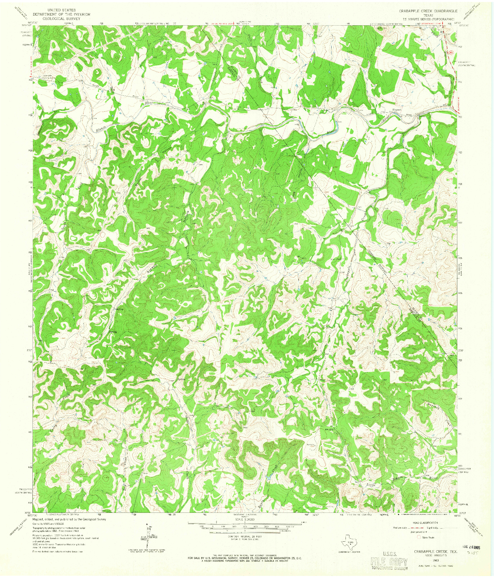 USGS 1:24000-SCALE QUADRANGLE FOR CRABAPPLE CREEK, TX 1963