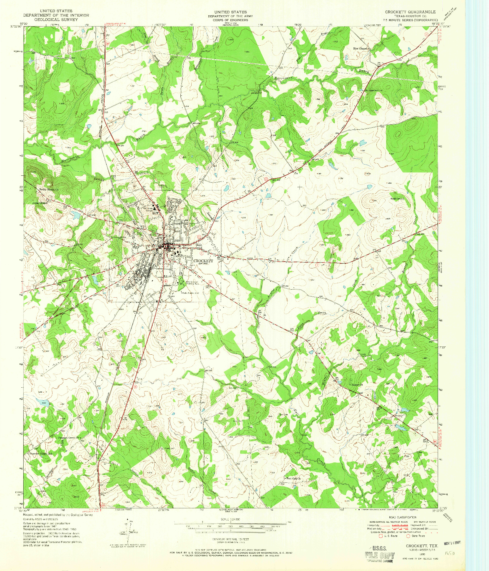 USGS 1:24000-SCALE QUADRANGLE FOR CROCKETT, TX 1950