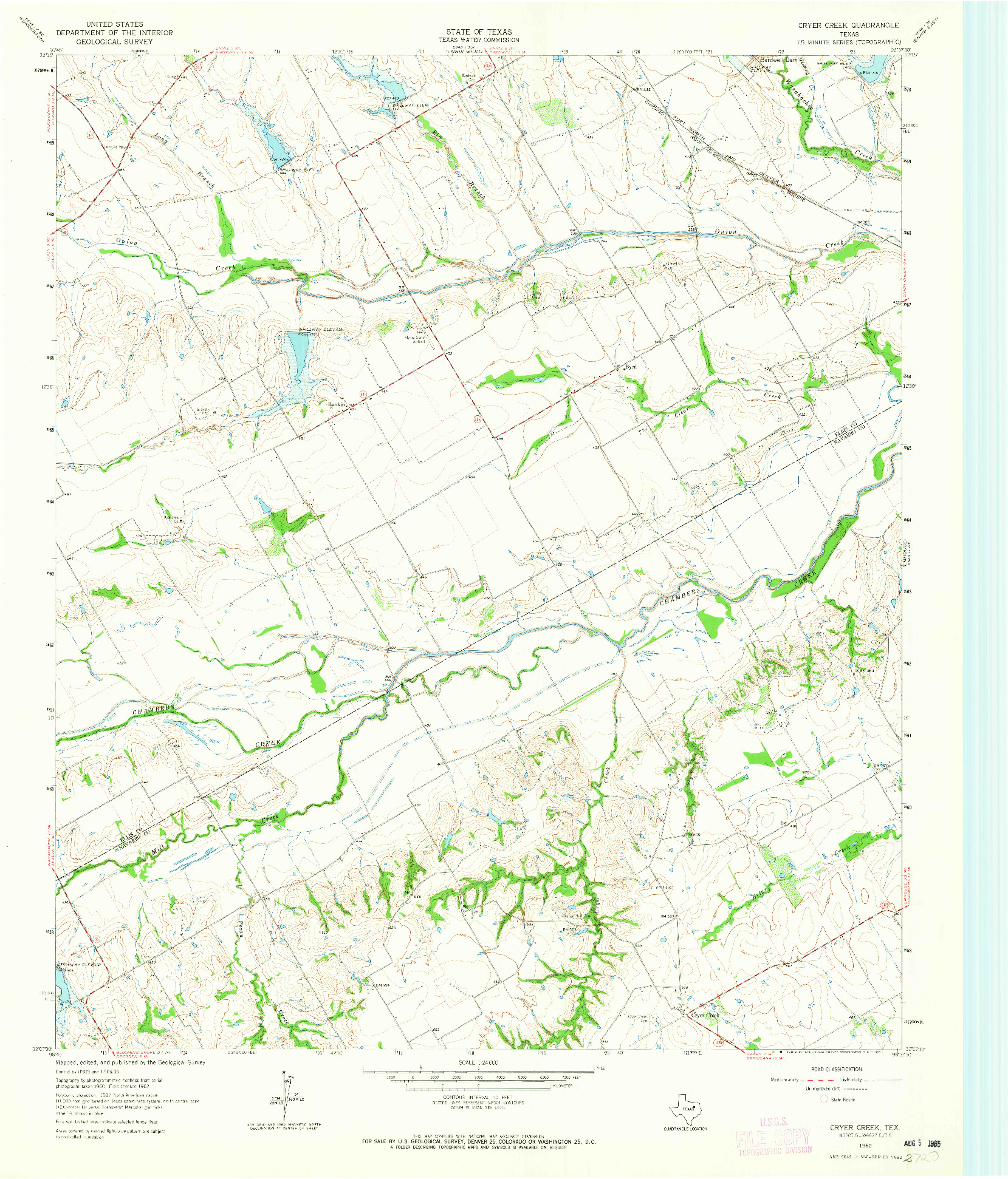 USGS 1:24000-SCALE QUADRANGLE FOR CRYER CREEK, TX 1962