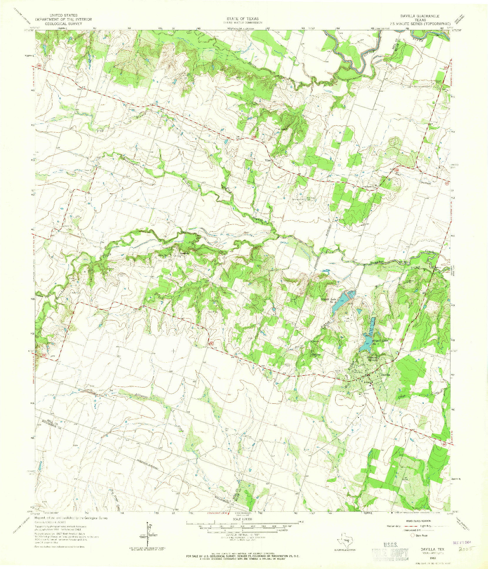 USGS 1:24000-SCALE QUADRANGLE FOR DAVILLA, TX 1963