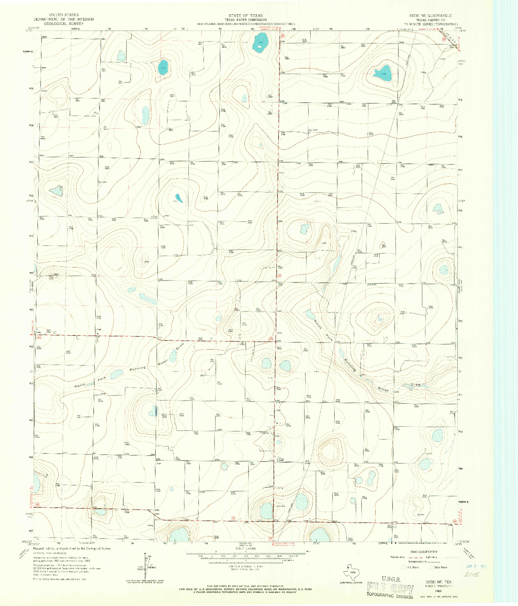 USGS 1:24000-SCALE QUADRANGLE FOR DODD NE, TX 1962