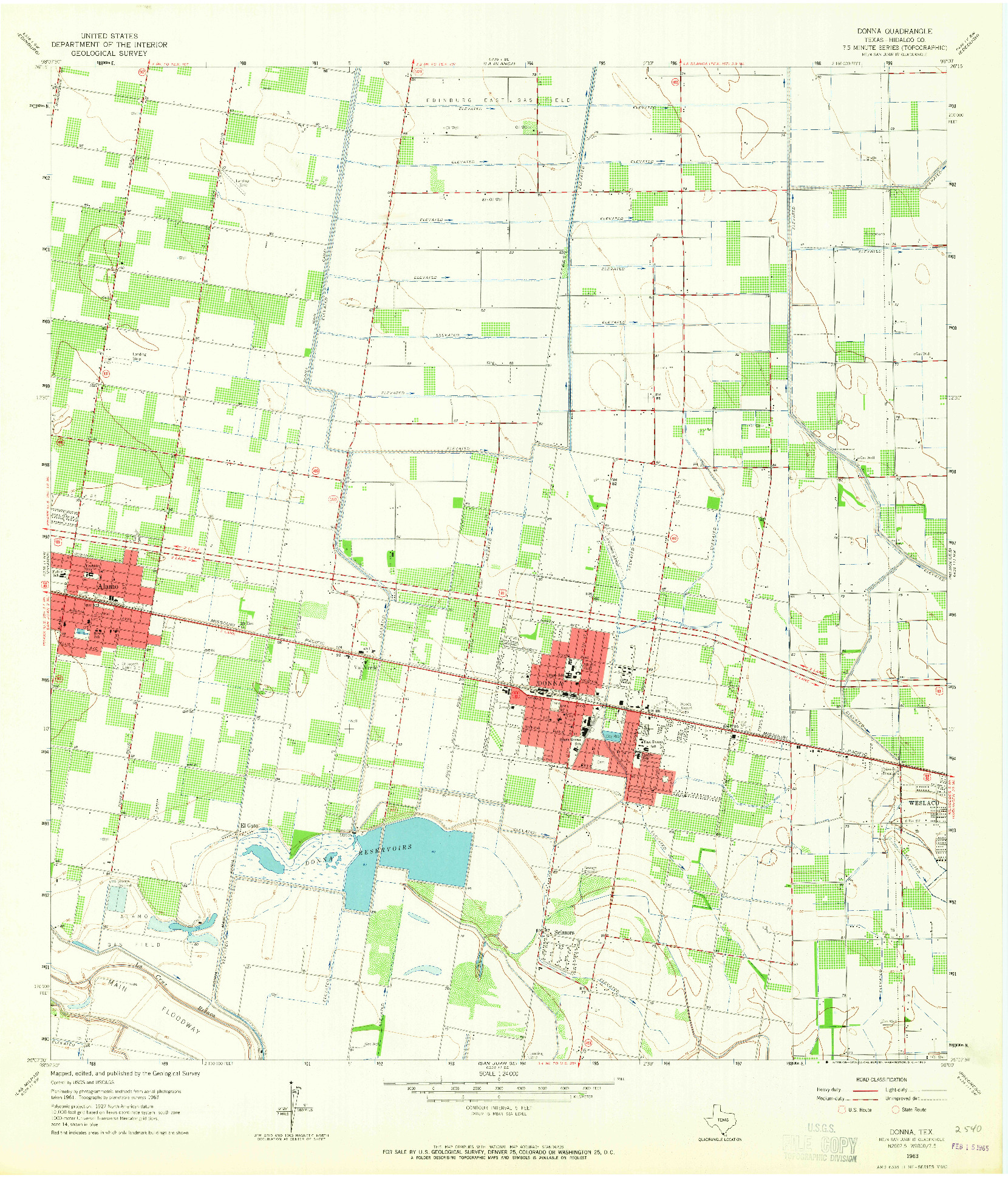 USGS 1:24000-SCALE QUADRANGLE FOR DONNA, TX 1963