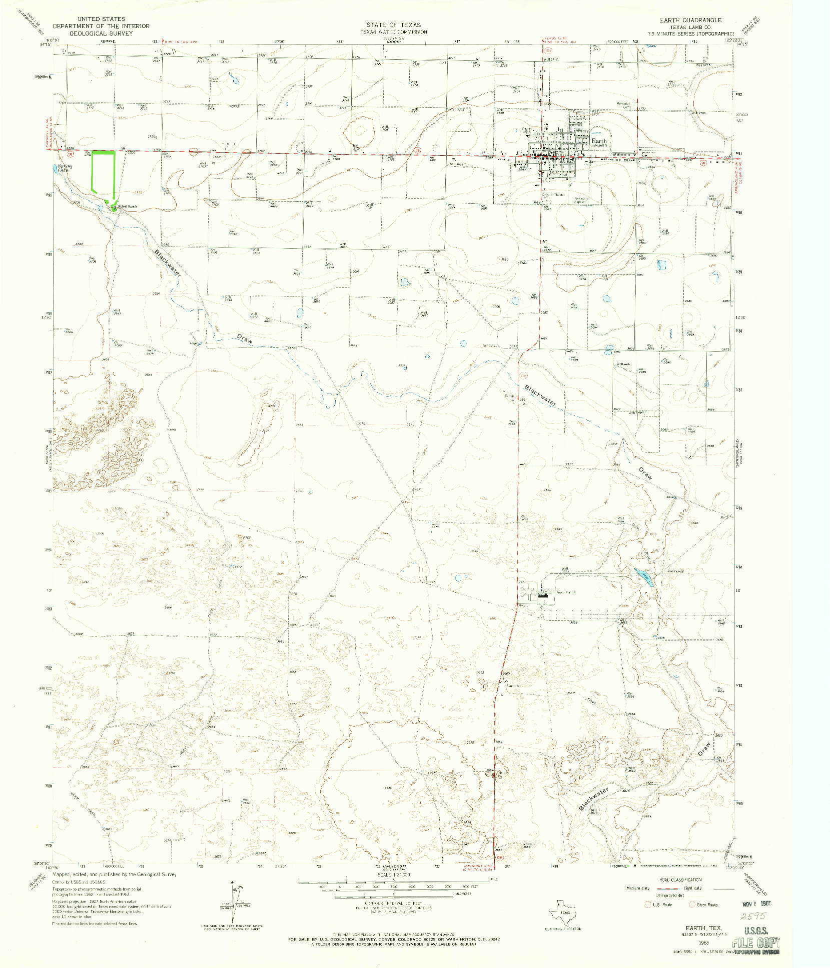 USGS 1:24000-SCALE QUADRANGLE FOR EARTH, TX 1963