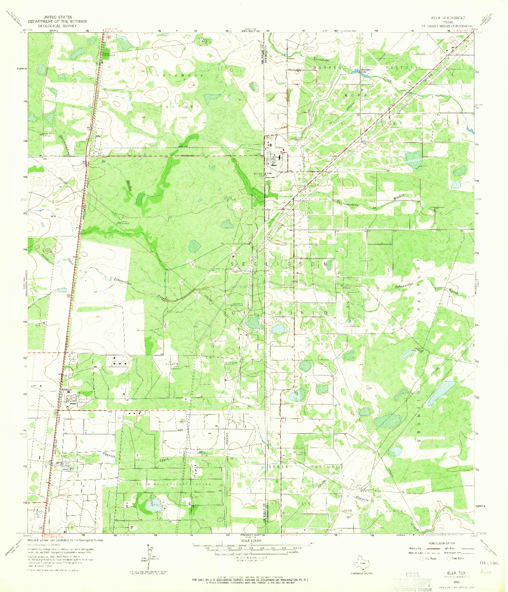 USGS 1:24000-SCALE QUADRANGLE FOR ELLA, TX 1963