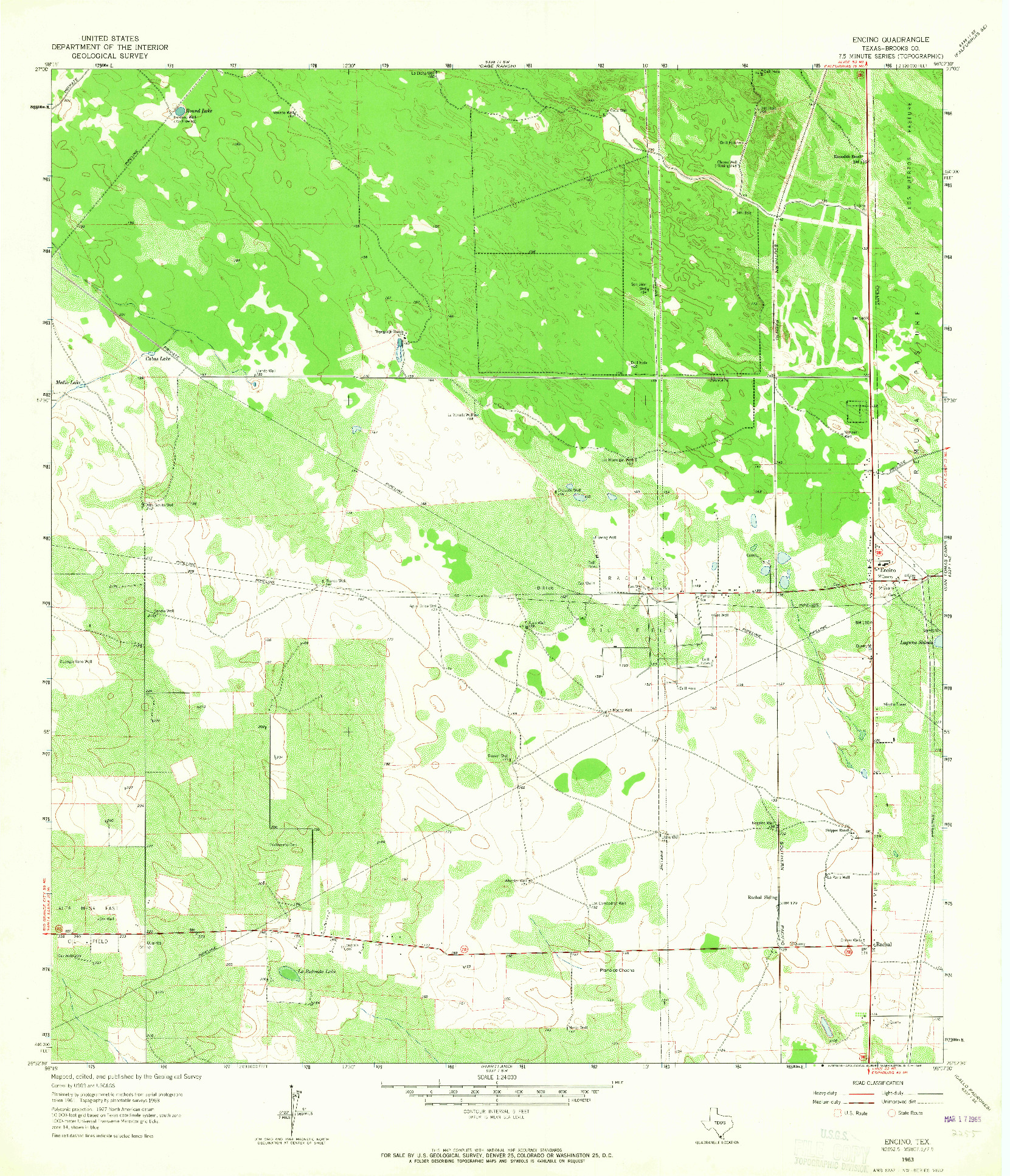 USGS 1:24000-SCALE QUADRANGLE FOR ENCINO, TX 1963