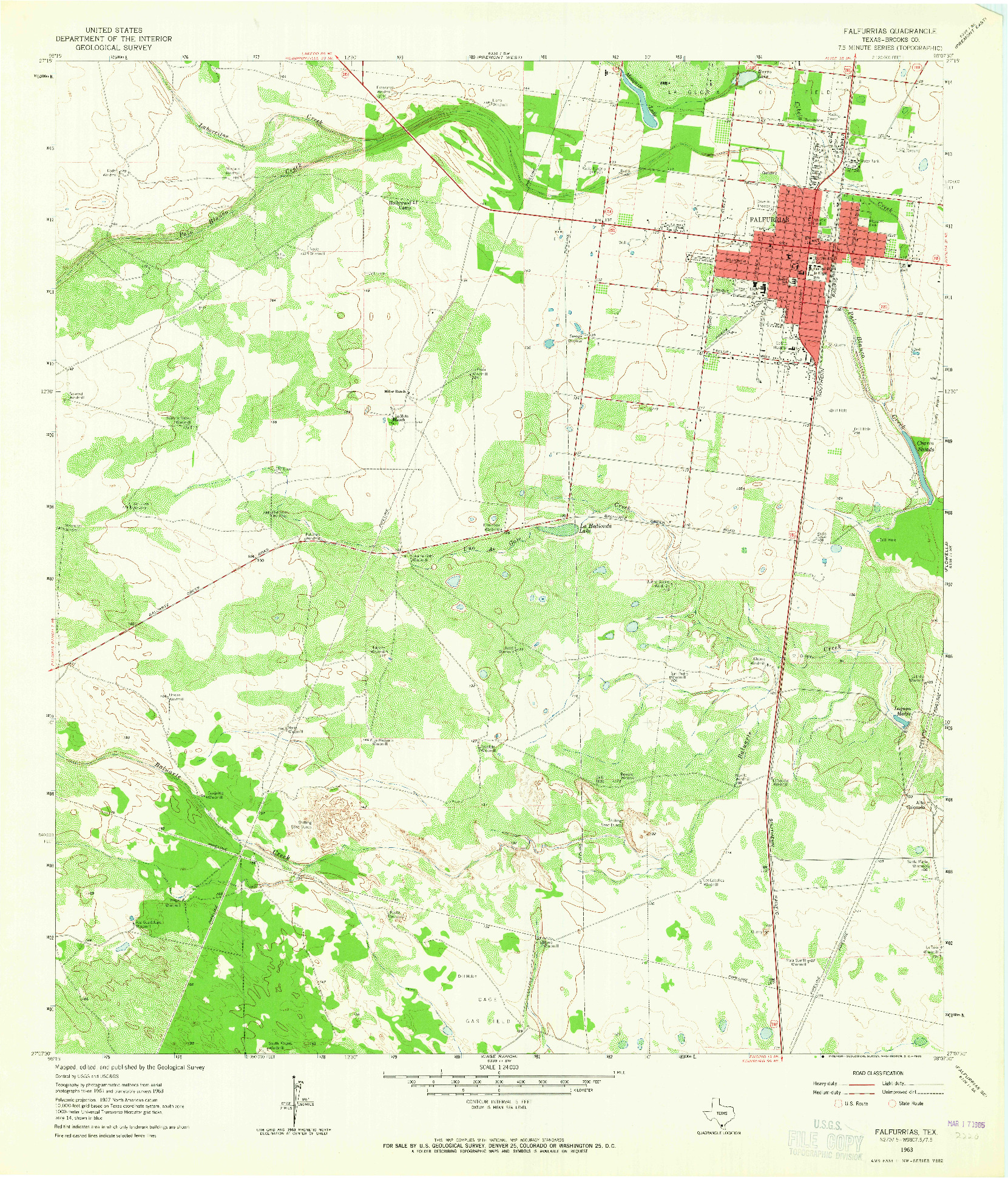 USGS 1:24000-SCALE QUADRANGLE FOR FALFURRIAS, TX 1963