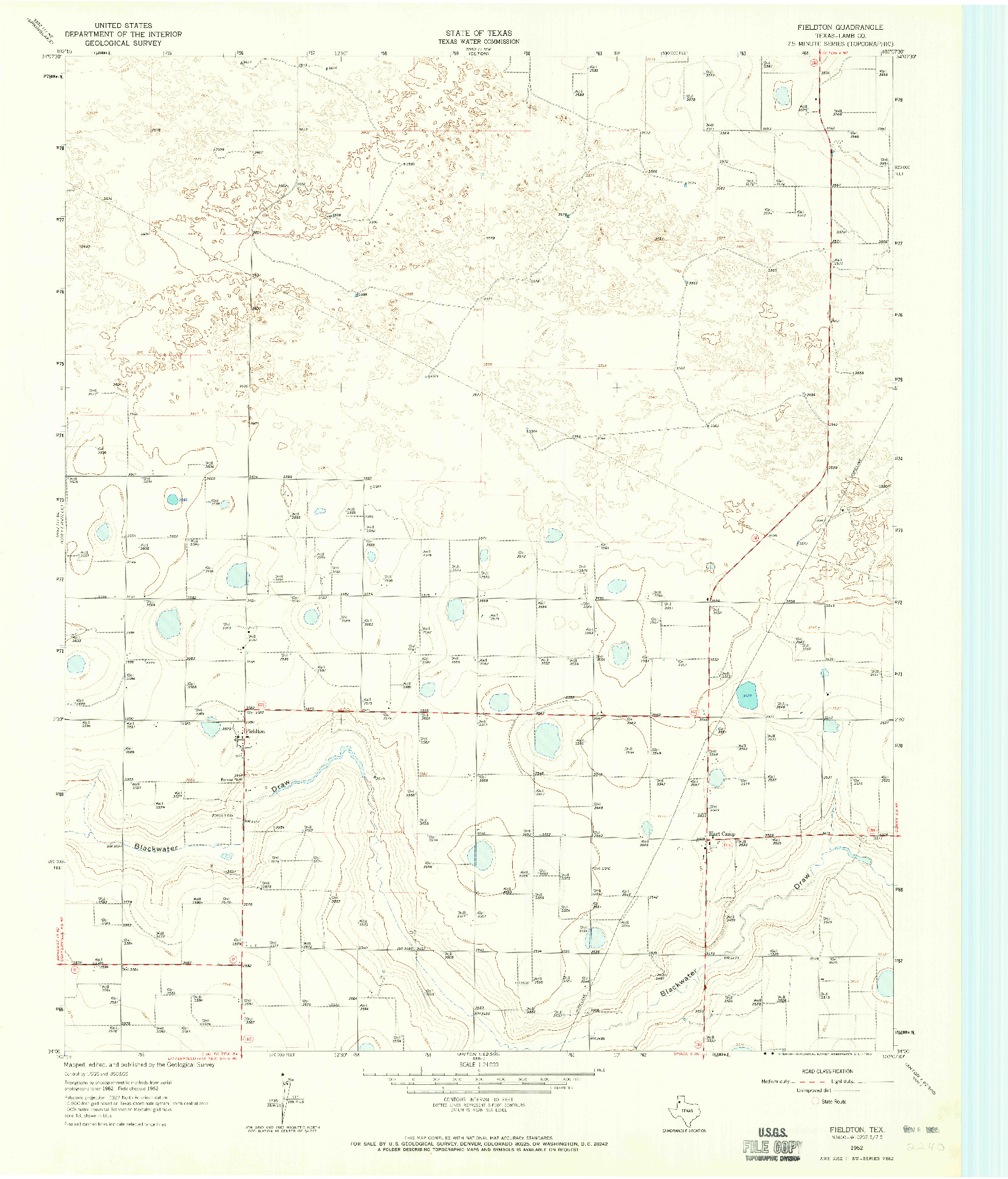 USGS 1:24000-SCALE QUADRANGLE FOR FIELDTON, TX 1962