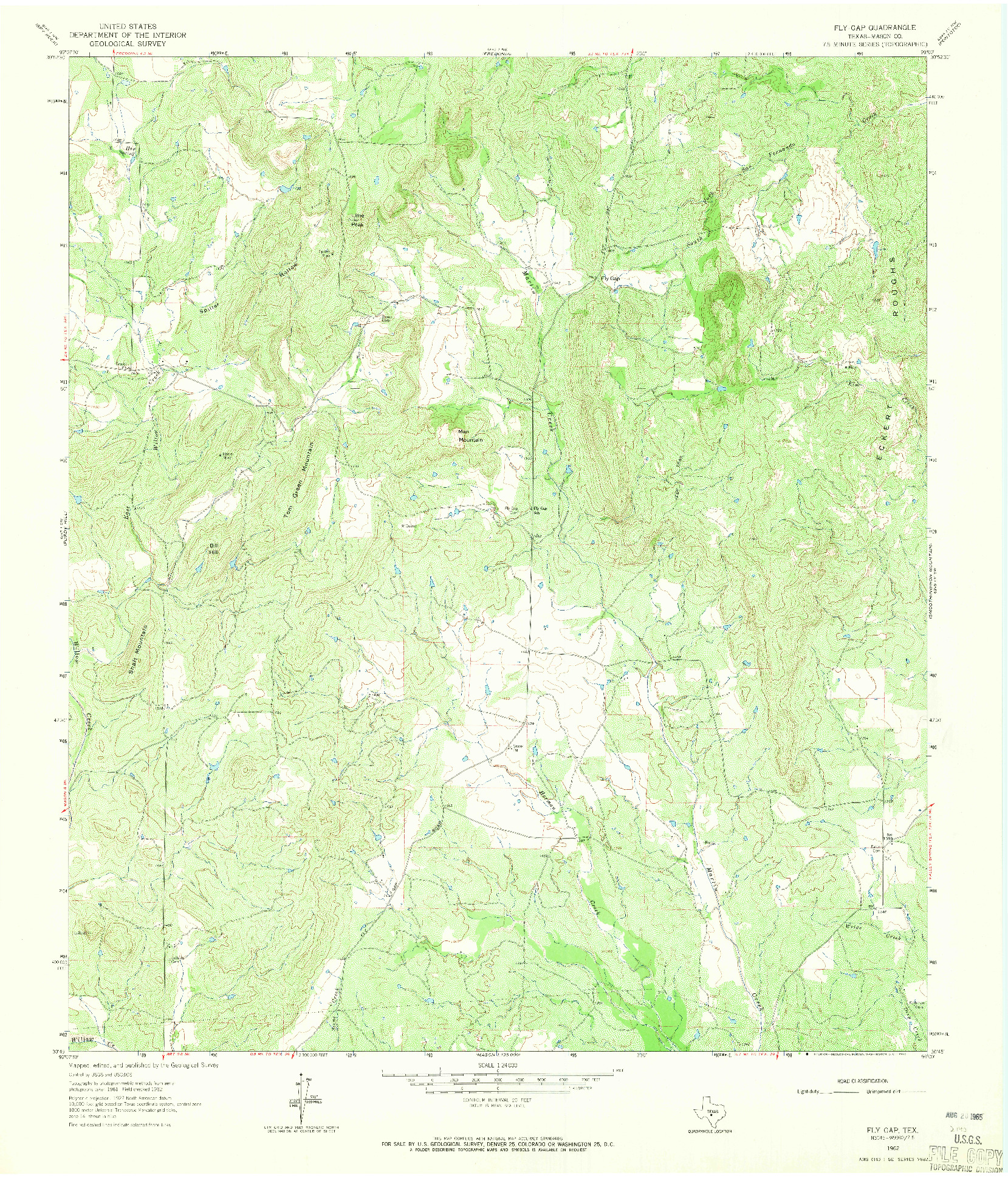 USGS 1:24000-SCALE QUADRANGLE FOR FLY GAP, TX 1962