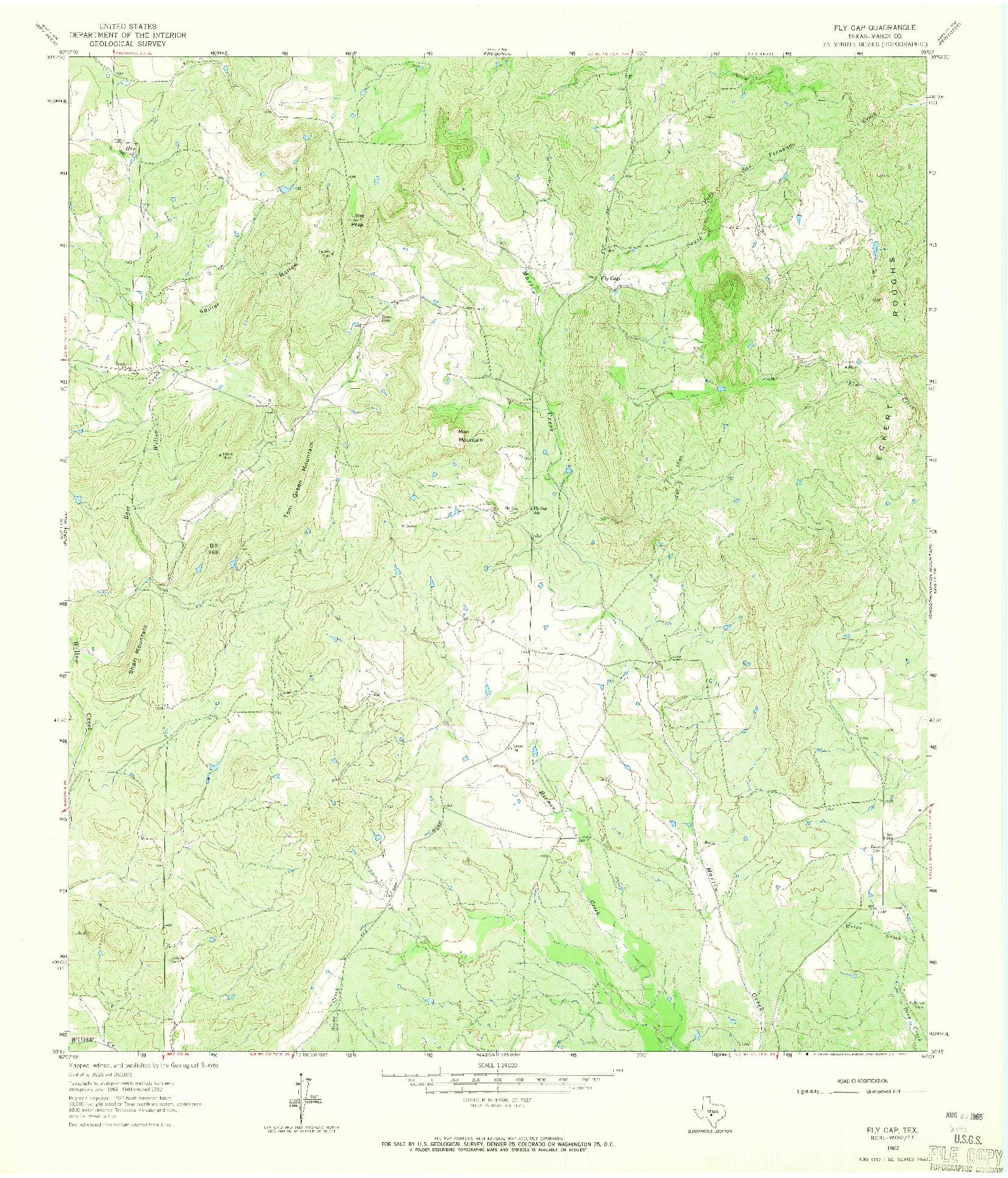 USGS 1:24000-SCALE QUADRANGLE FOR FLY GAP, TX 1962